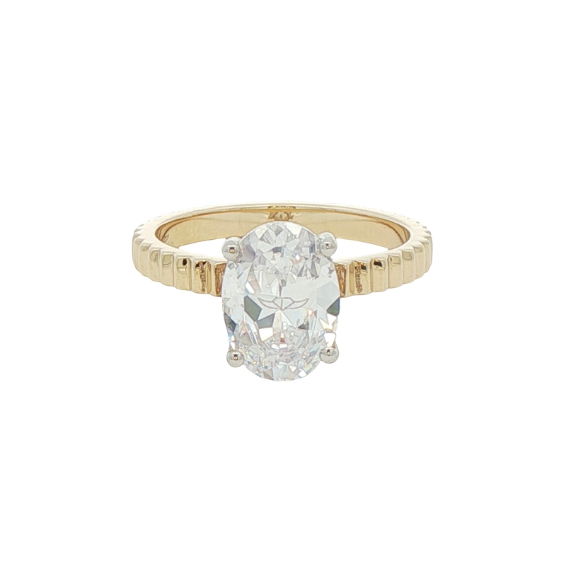 14k Yellow Gold And Platinum Oval Engagement Ring