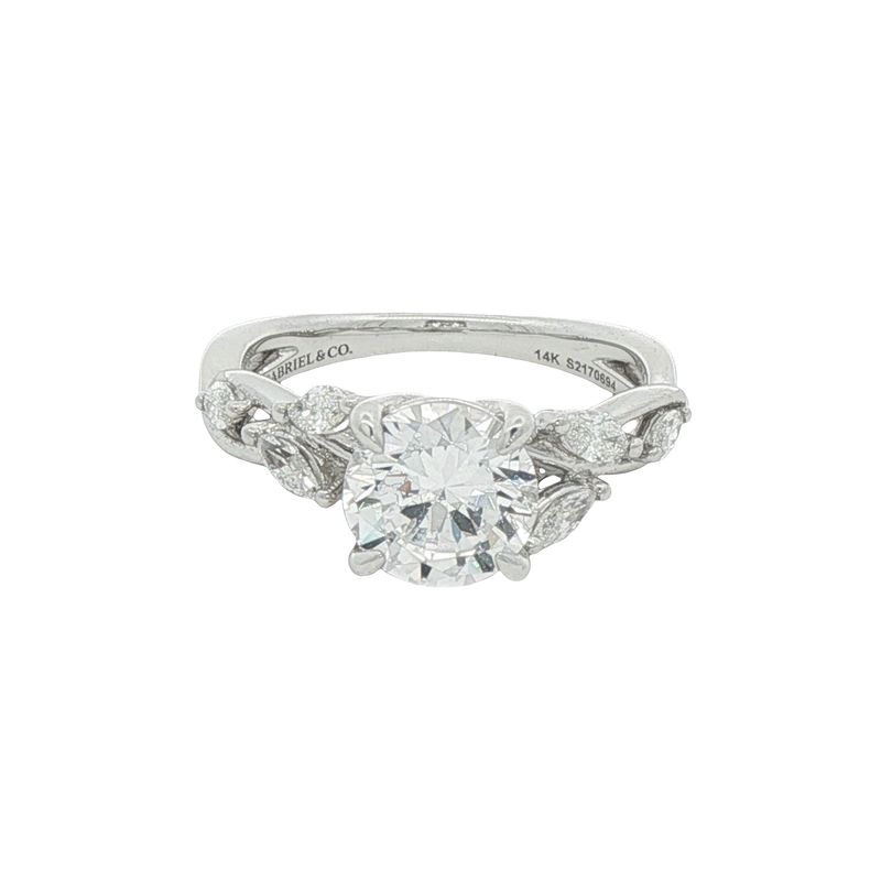 14k White Gold Twist Diamond Engagement Ring