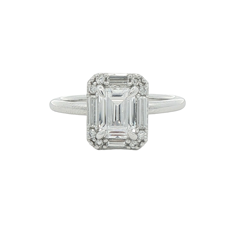 14k White Gold Halo Engagement Ring Setting