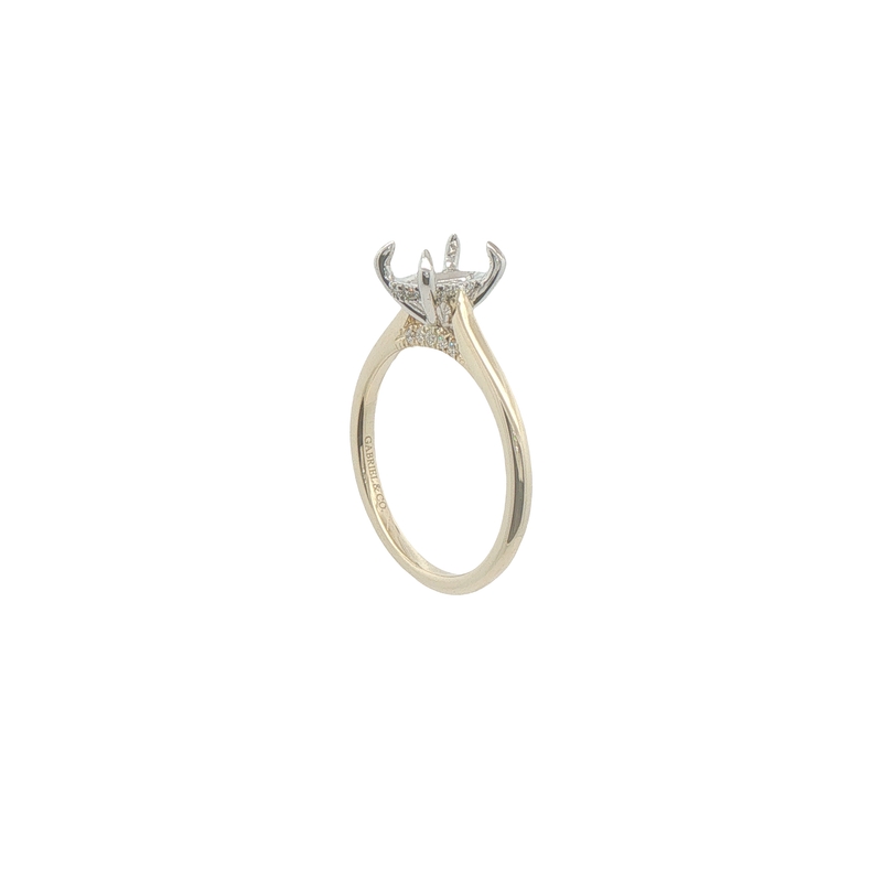 14k Yellow Gold Hidden Halo Engagement Ring
