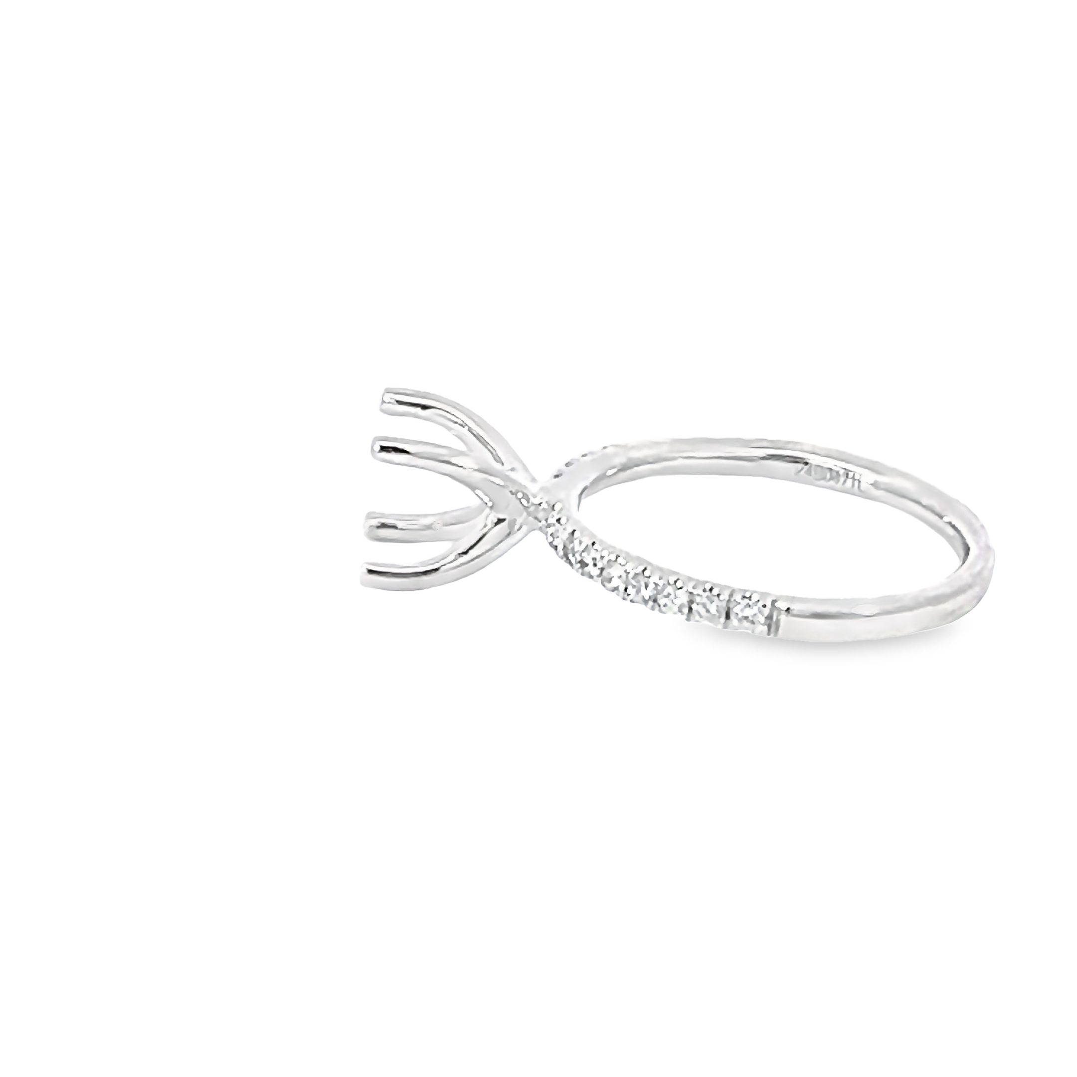 Lady's White Platinum Prong/classic/pave Ring Size 6 18 = 0.22tw Round Brilliant G Vs Diamonds