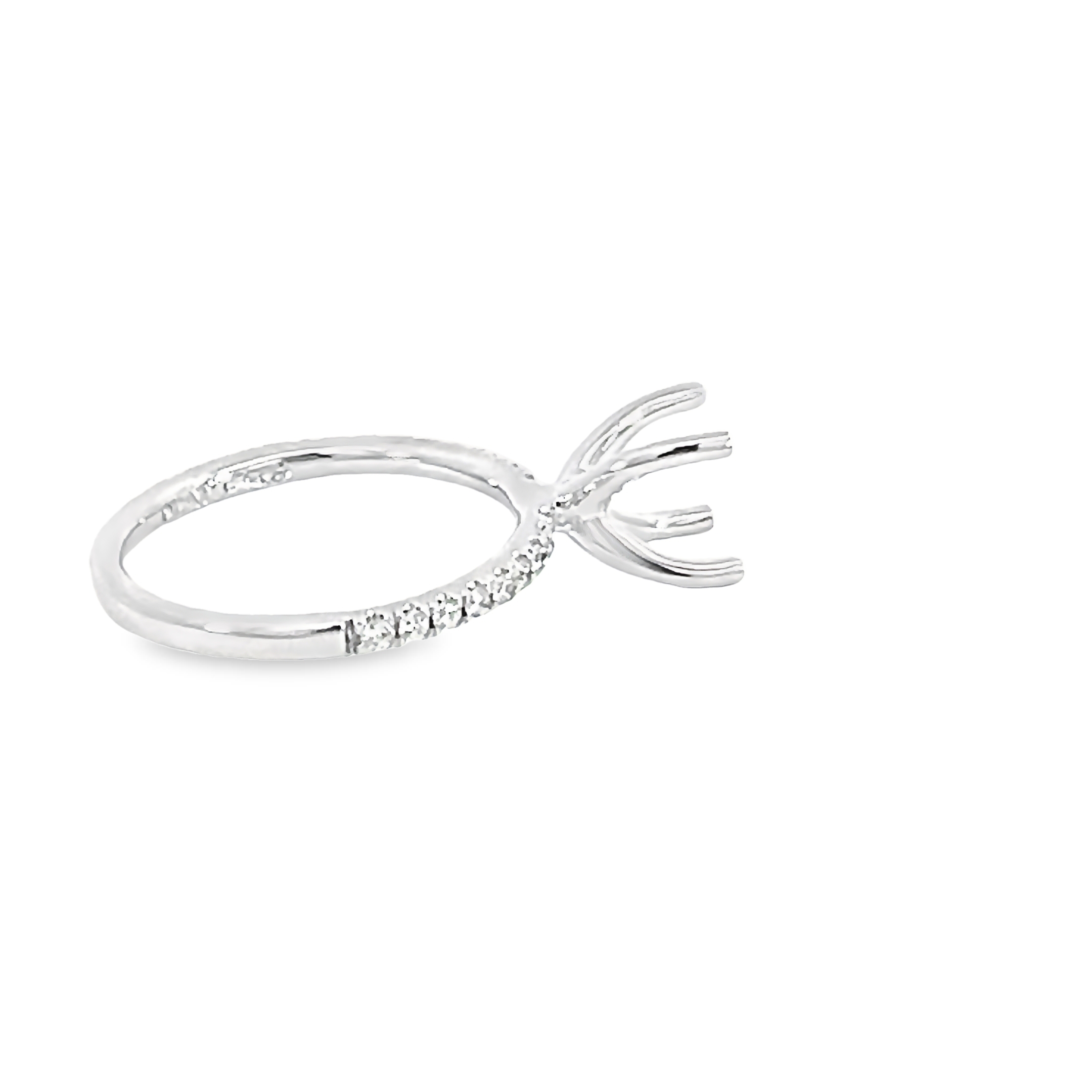 Lady's White Platinum Prong/classic/pave Ring Size 6 18 = 0.22tw Round Brilliant G Vs Diamonds