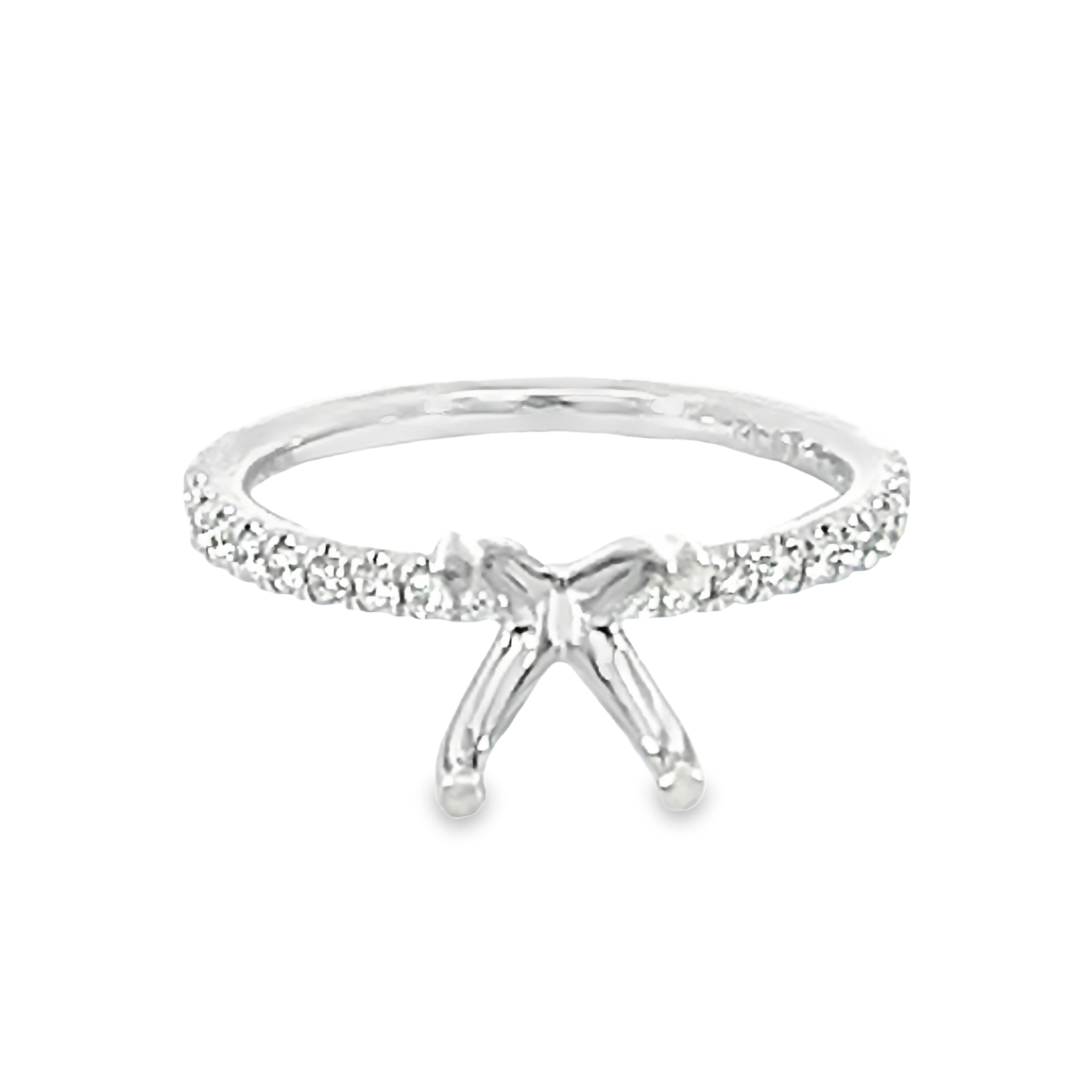 Lady's White Platinum Prong/classic/pave Ring Size 6 18 = 0.22tw Round Brilliant G Vs Diamonds