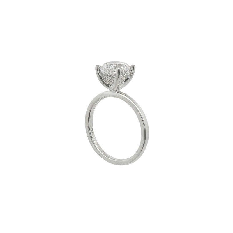 Lady's White Platinum Solitaire Small Accents Ring Size 6.5 Weight 4 20 = 0.06twt Round Brilliant G Si Diamonds