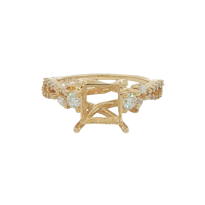 18k Yellow Gold Semi Mount Engagement Setting