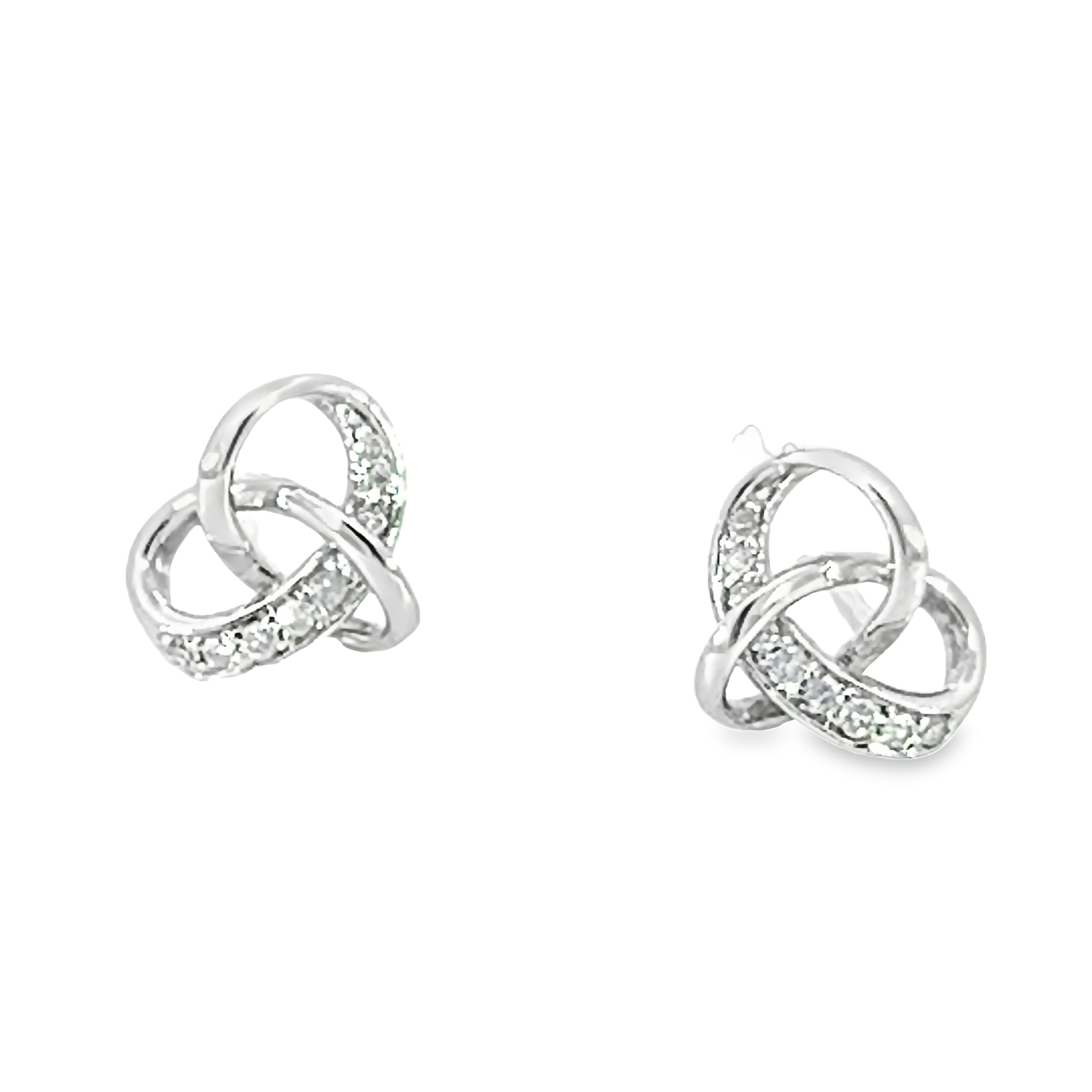 14k White Gold Diamond Circle Earrings - 001-150-01837