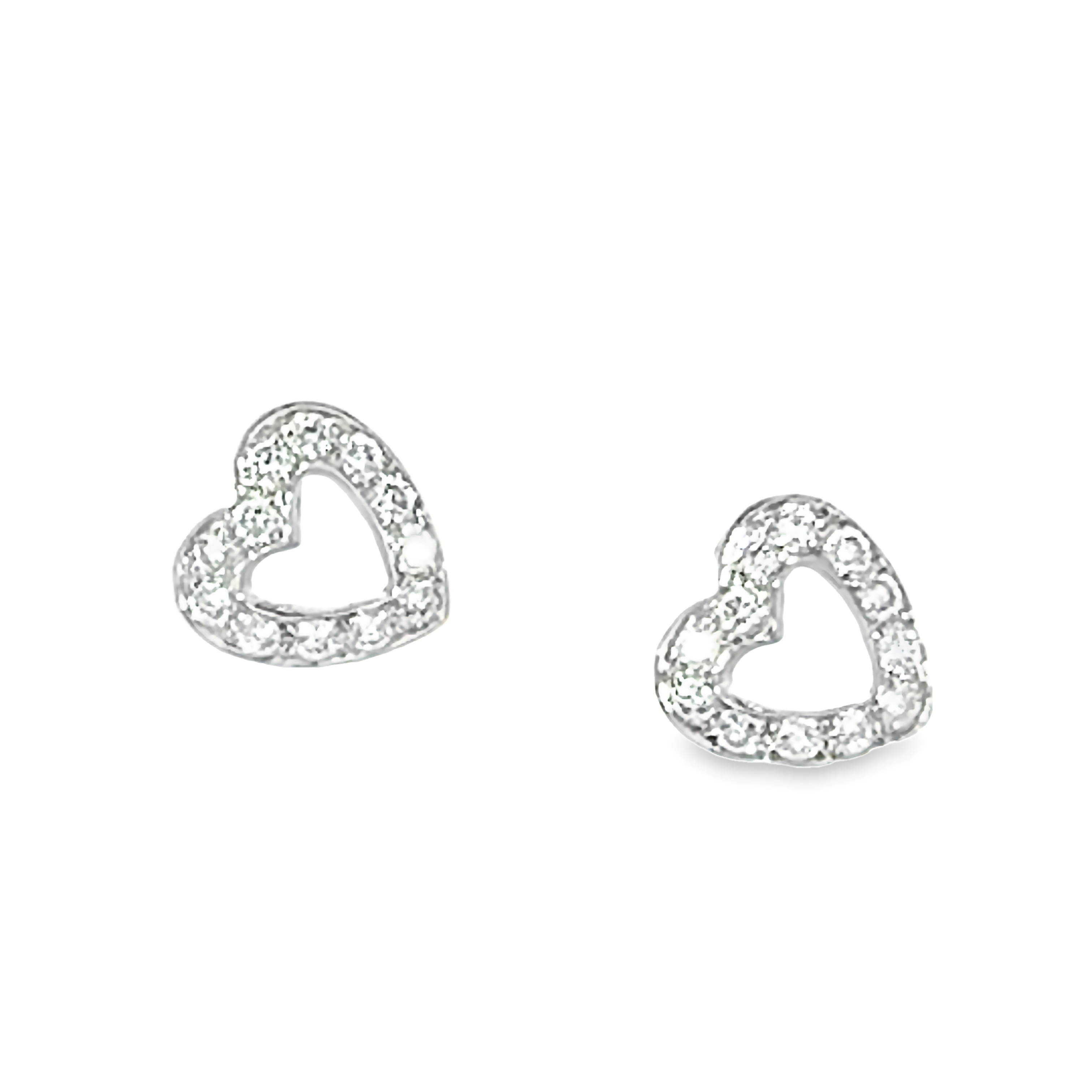 14k White Gold Open Heart Earrings