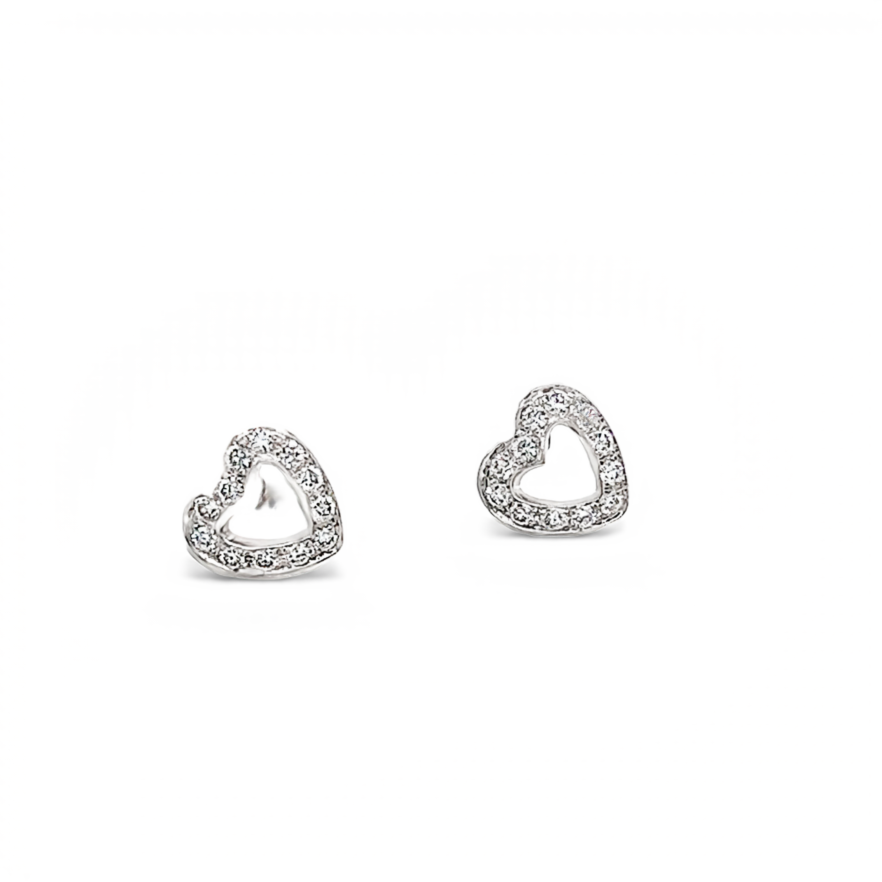 14k White Gold Open Heart Earrings