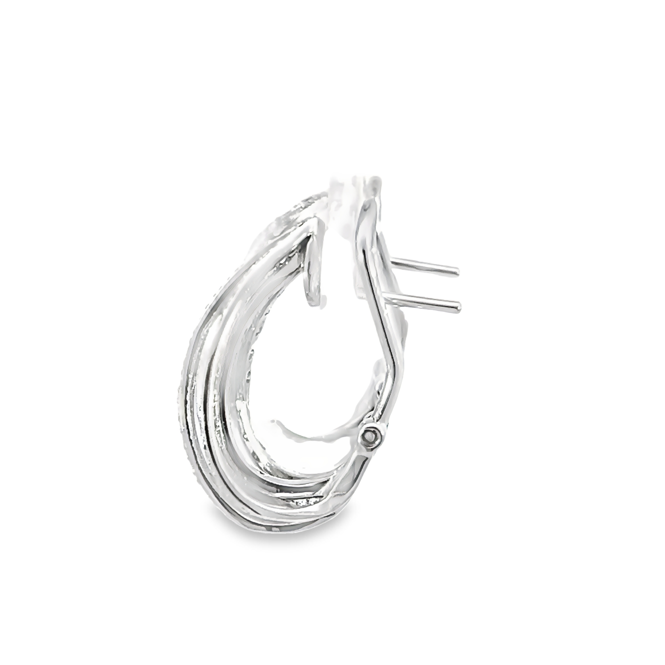 14k White Gold Diamond Hoop Earrings