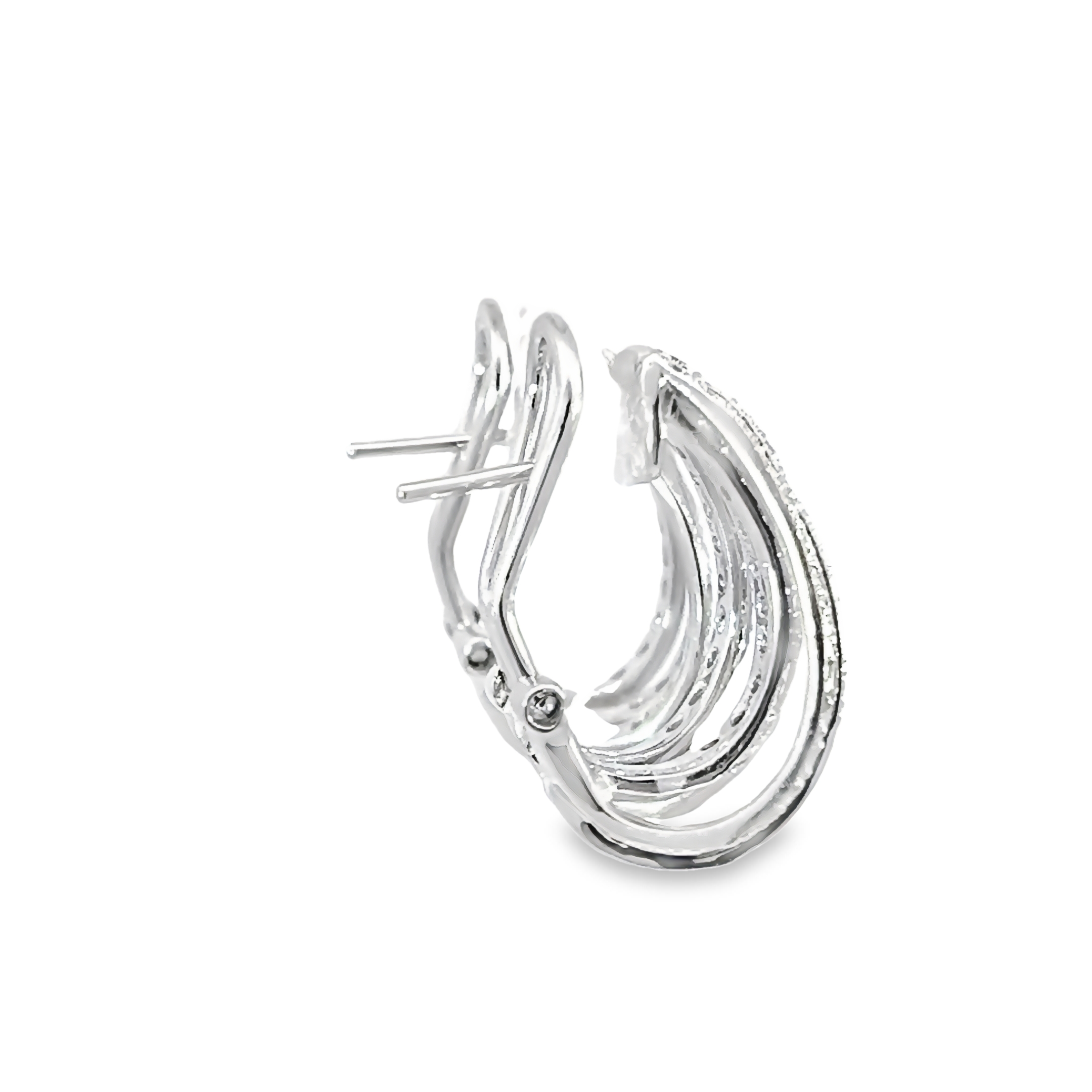 14k White Gold Diamond Hoop Earrings