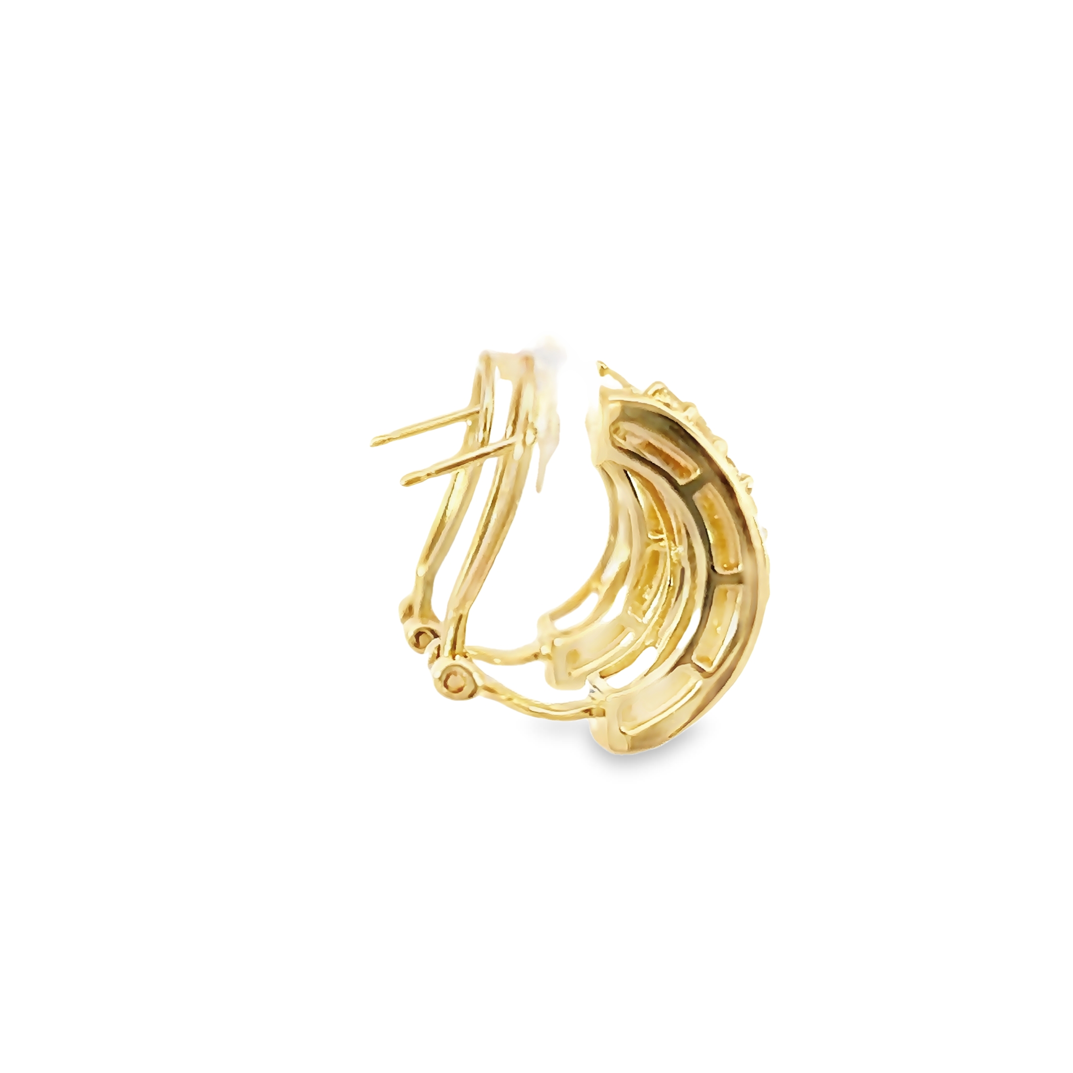 14k Yellow Gold Baguette Diamond Earrings
