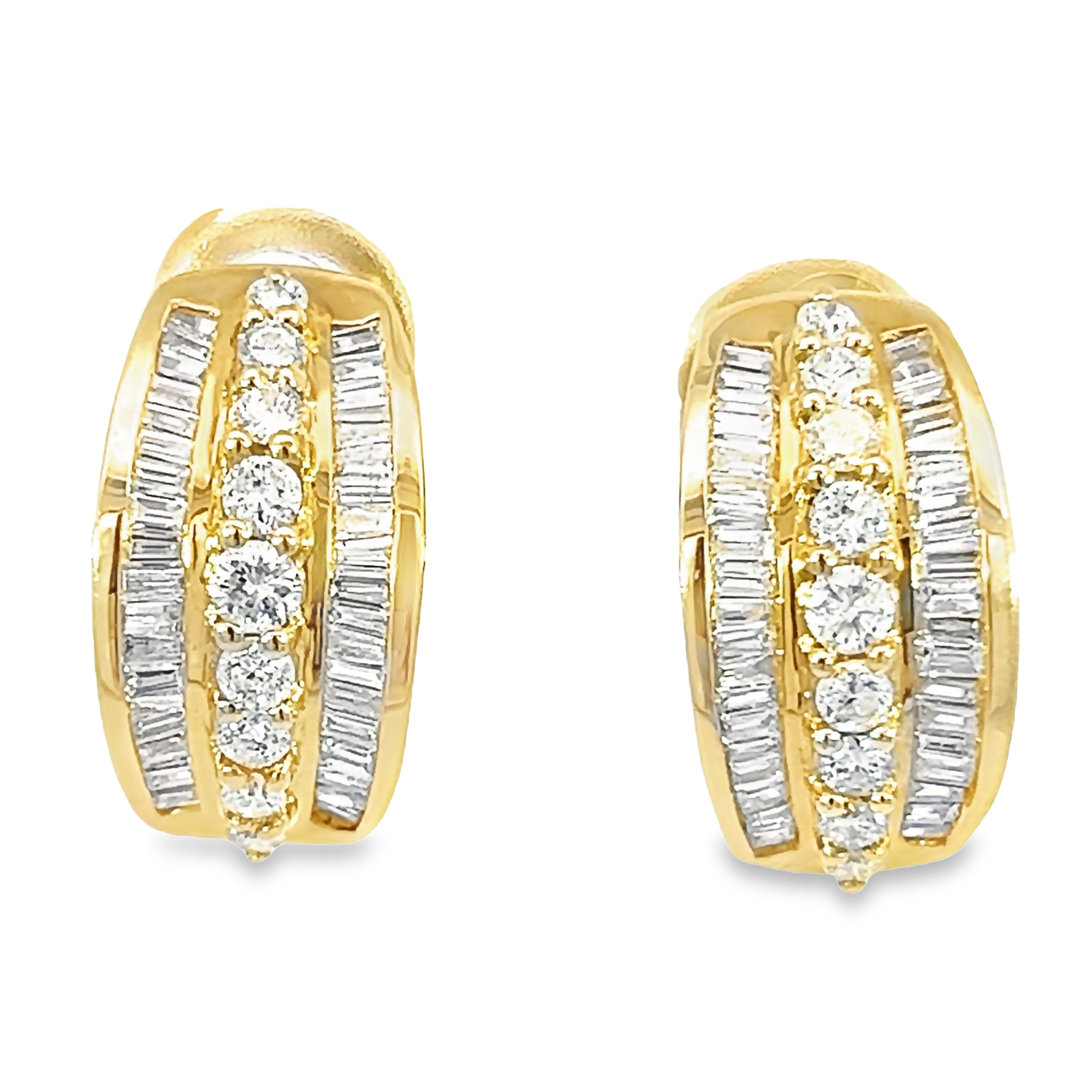 14k Yellow Gold Baguette Diamond Earrings