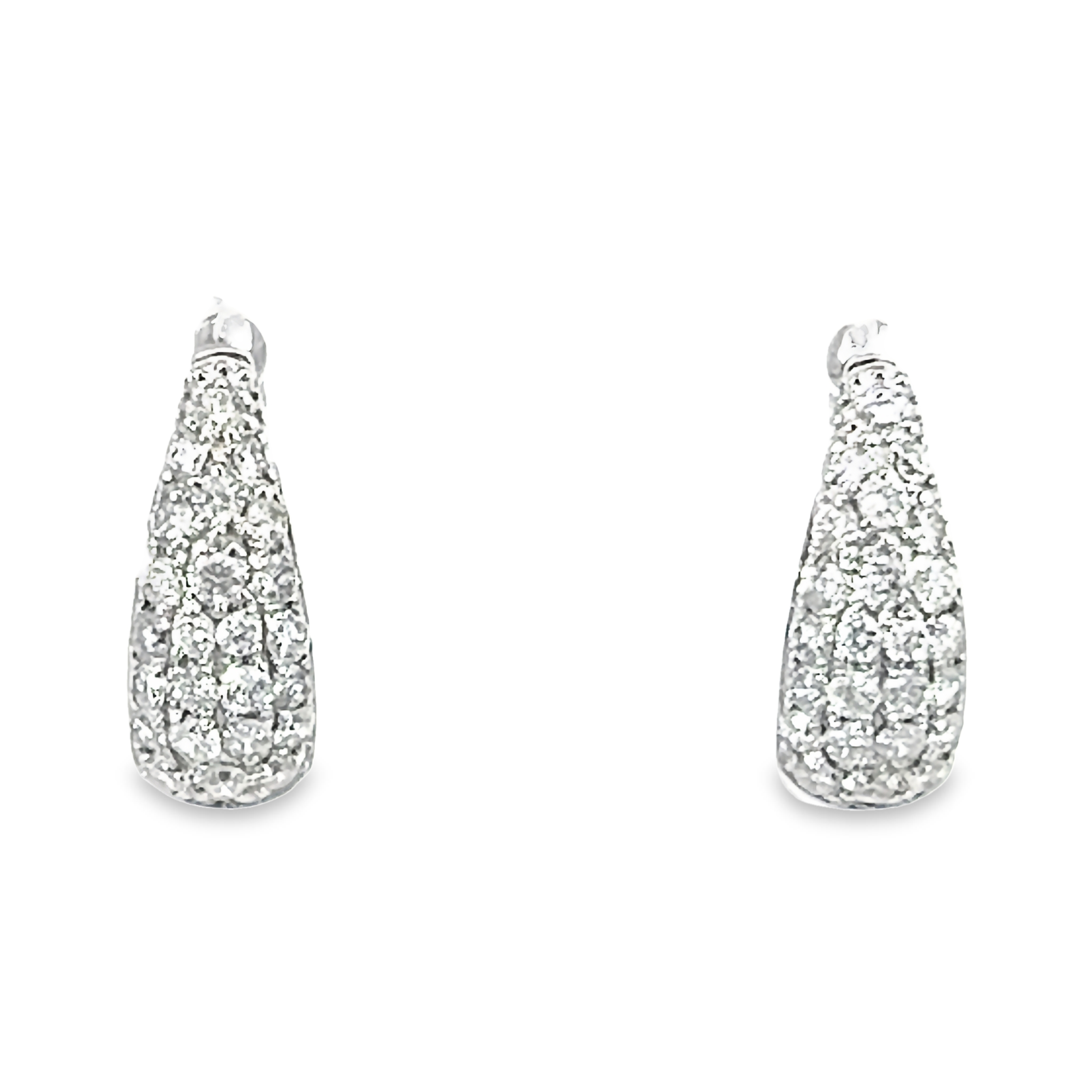 14k White Gold Small Hoop Diamond Earrings