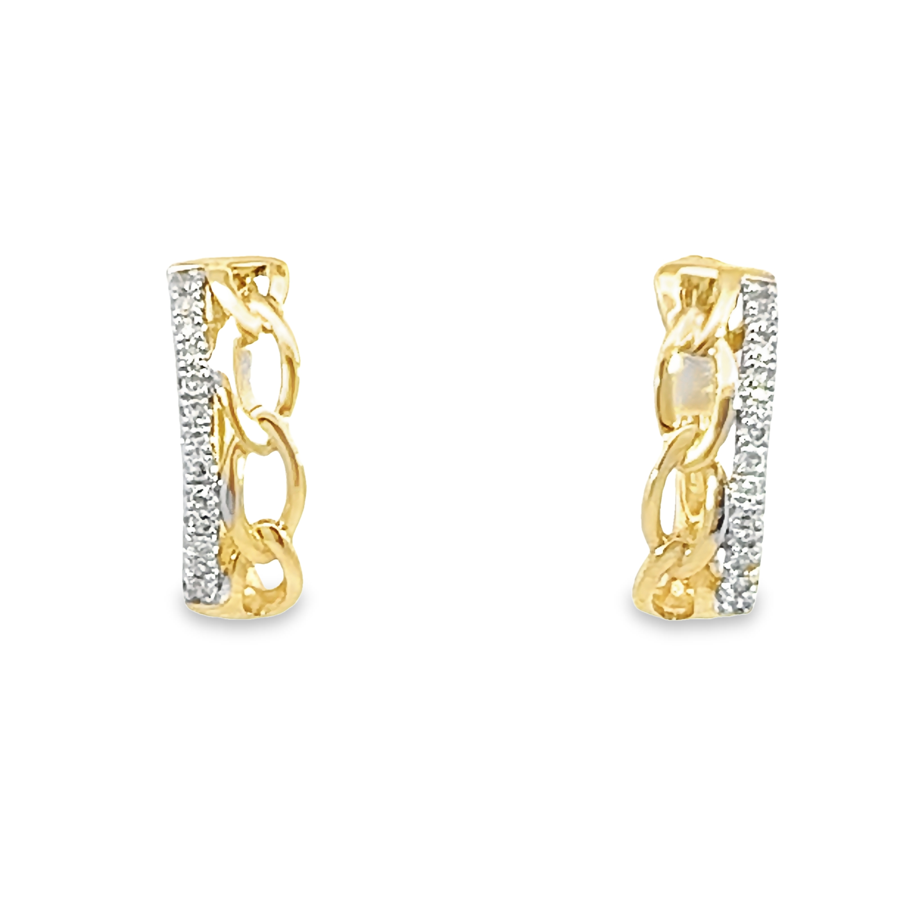14k Yellow Gold Diamond Twist Earrings