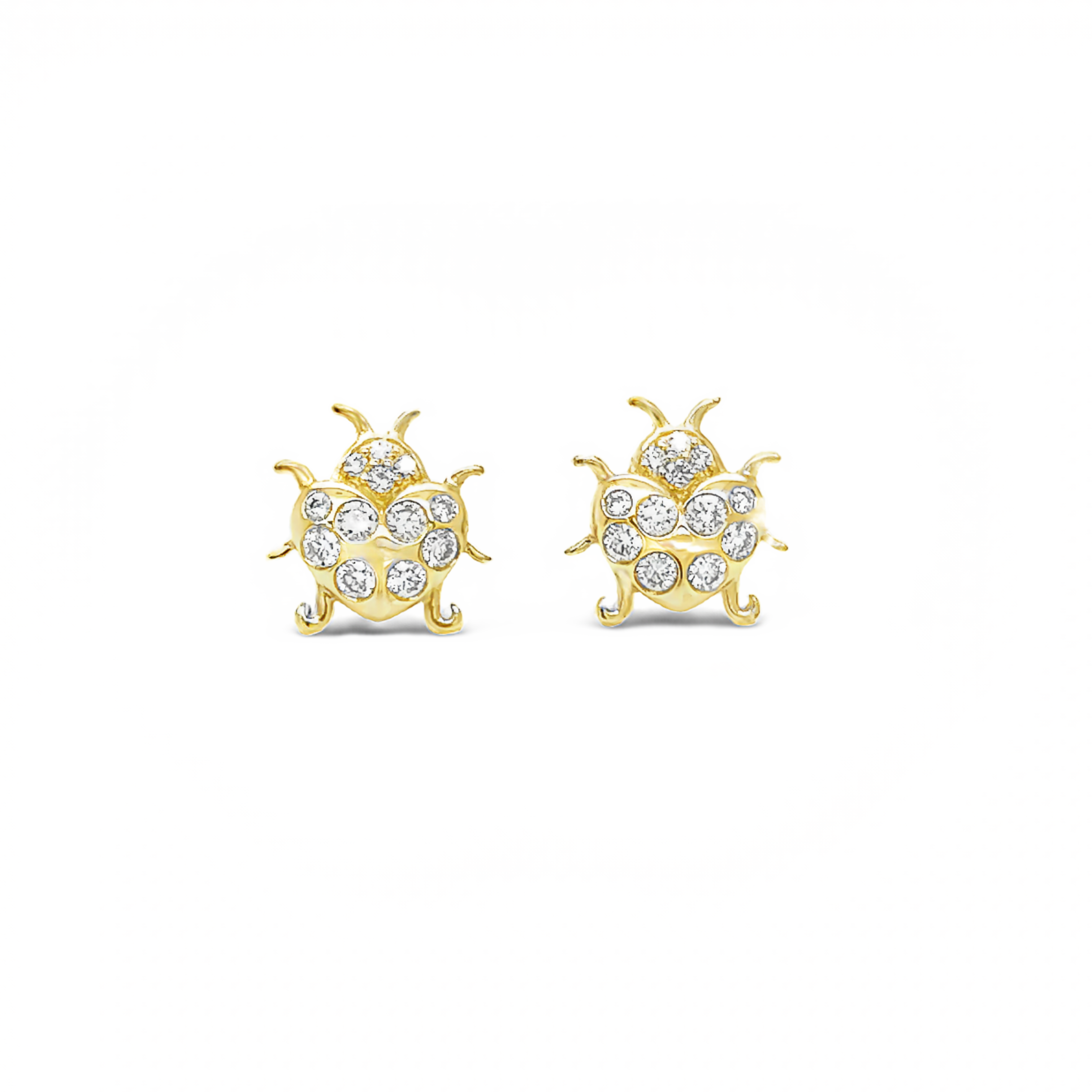 Yellow 14 Karat Ladybug Earrings With 24=0.39Tw Round Brilliant G Vs Diamonds
