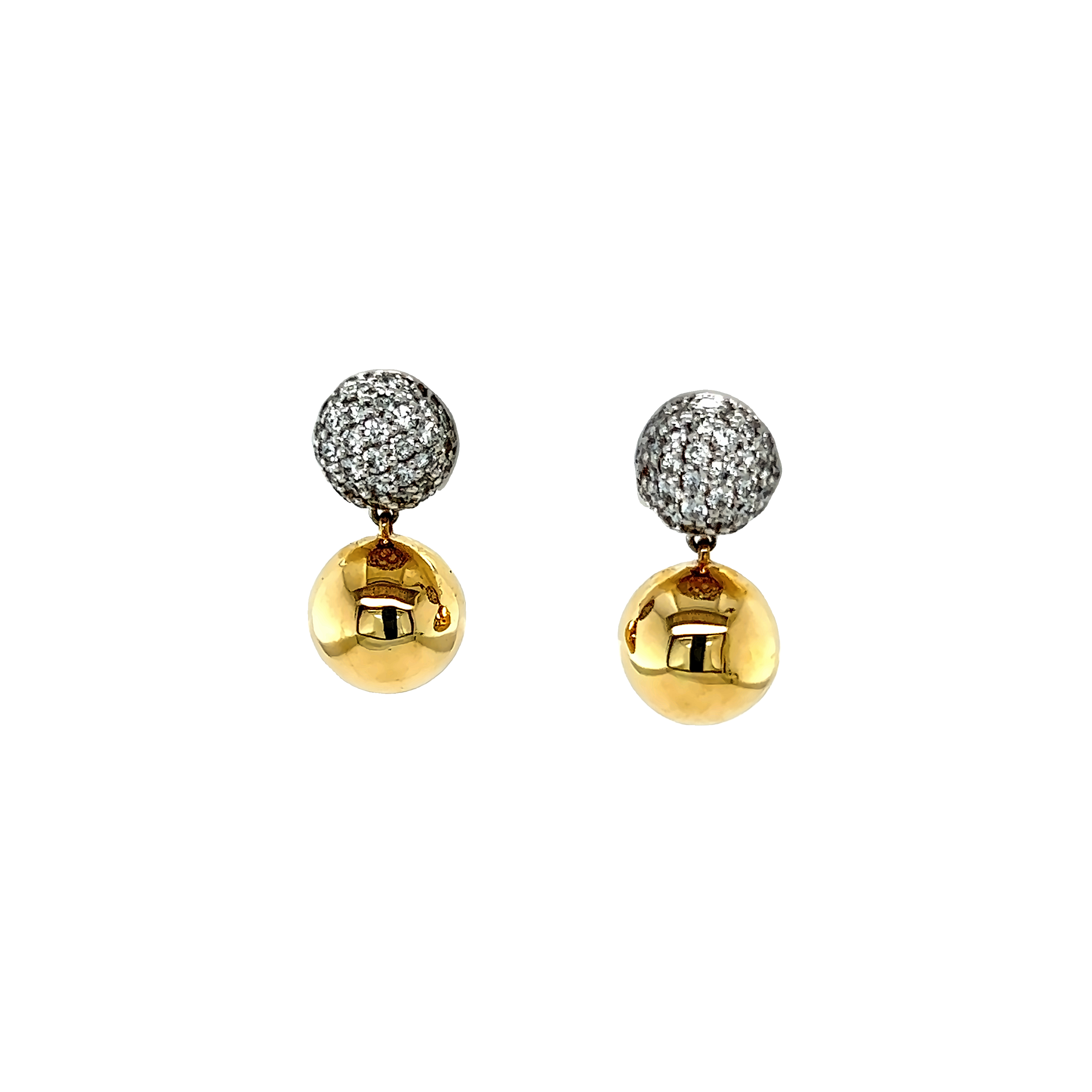 Yellow 14 Karat Dangle Earrings with 110=0.75tw Round Brilliant G VS Diamonds