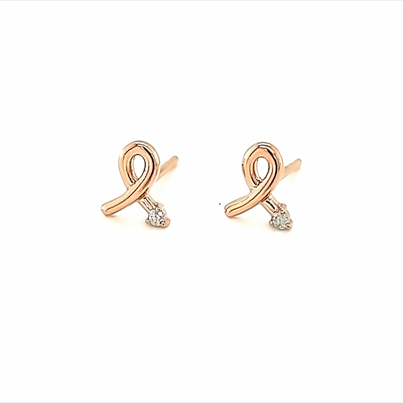 14 Karat Rose Gold Breast Cancer Earrings