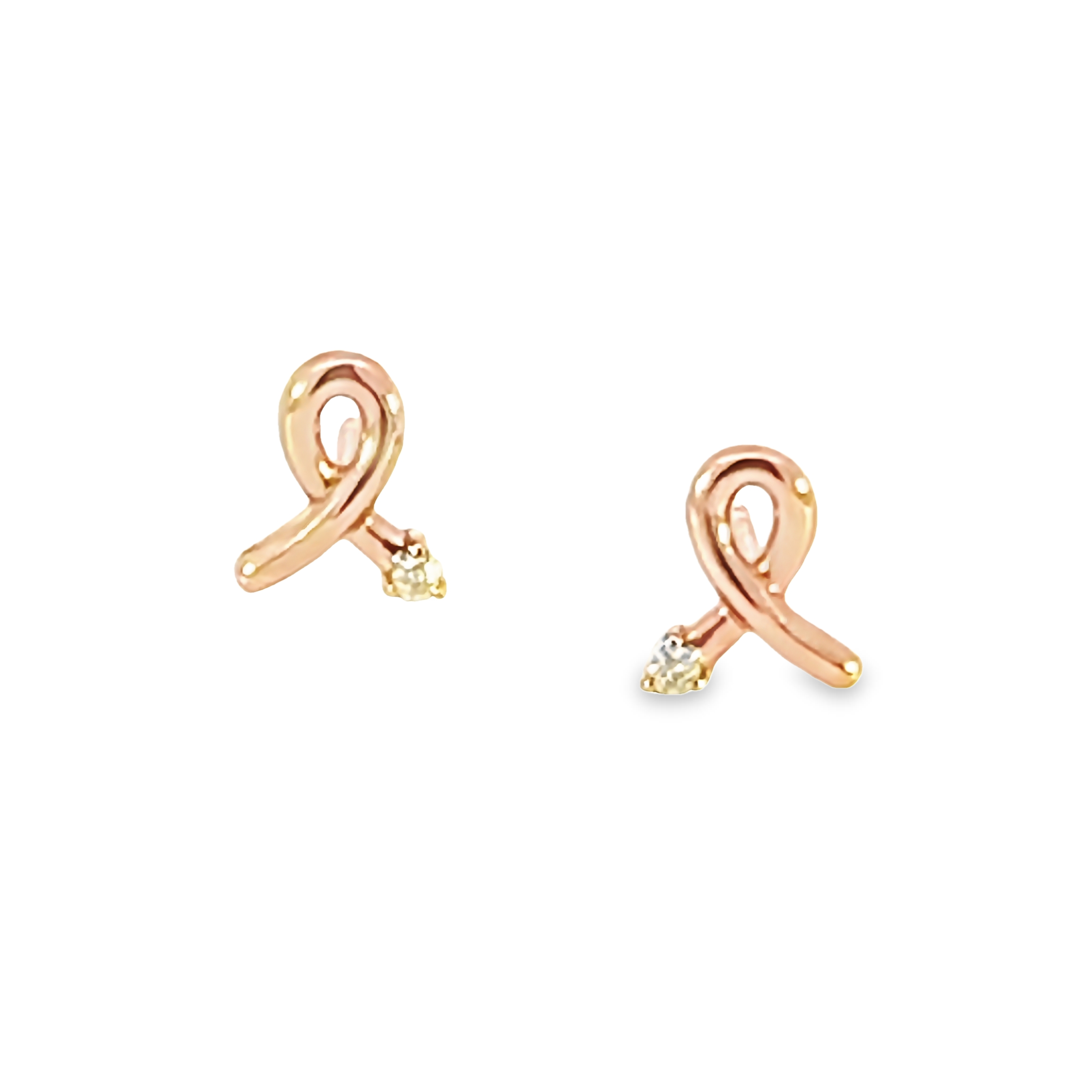 14k Rose Gold Breast Cancer Earrings