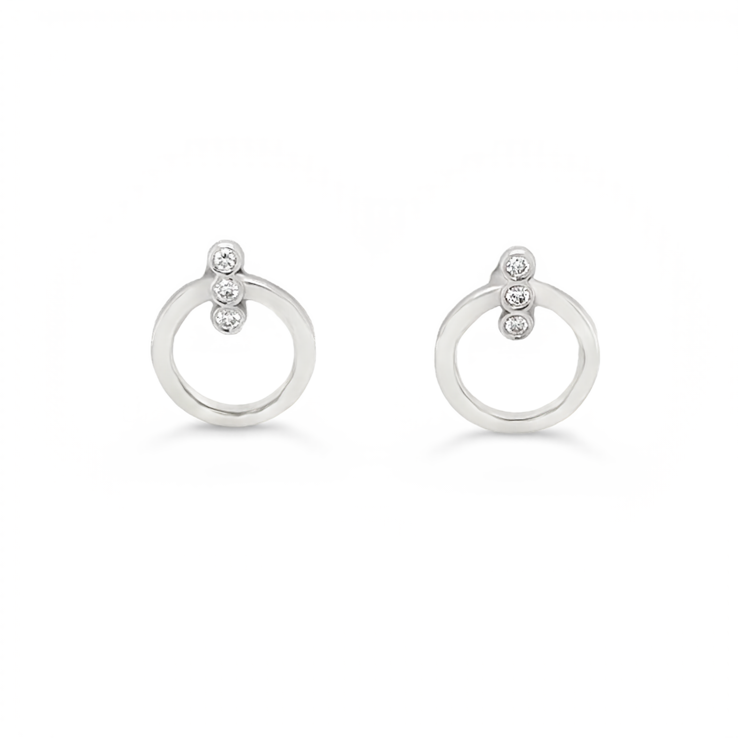 White 14 Karat Open Circle Earrings With 6=0.07Tw Round Brilliant G Vs Diamonds