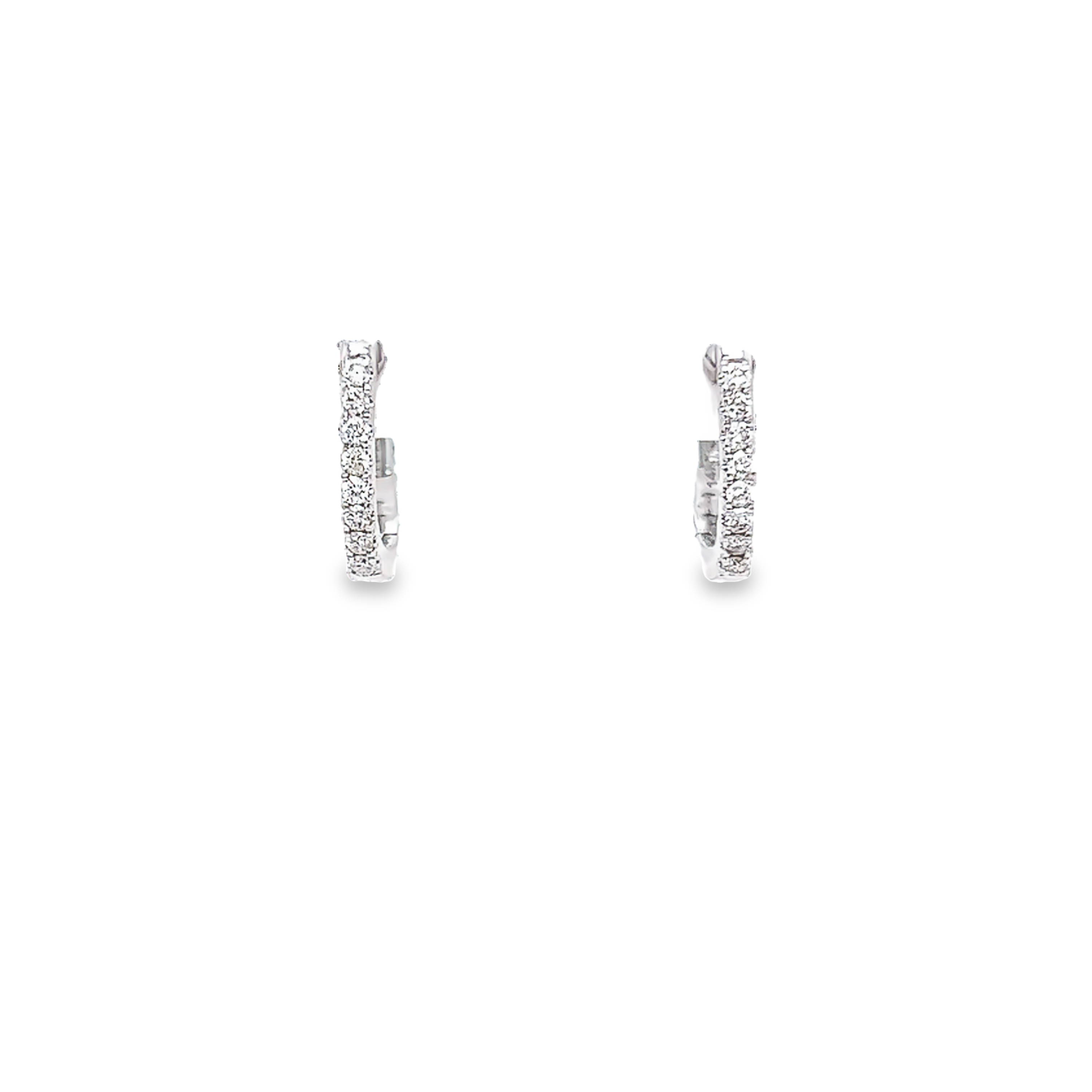 14 Karat white gold huggie earrings with 16=0.14 total weight Round Brilliant G SI Diamonds