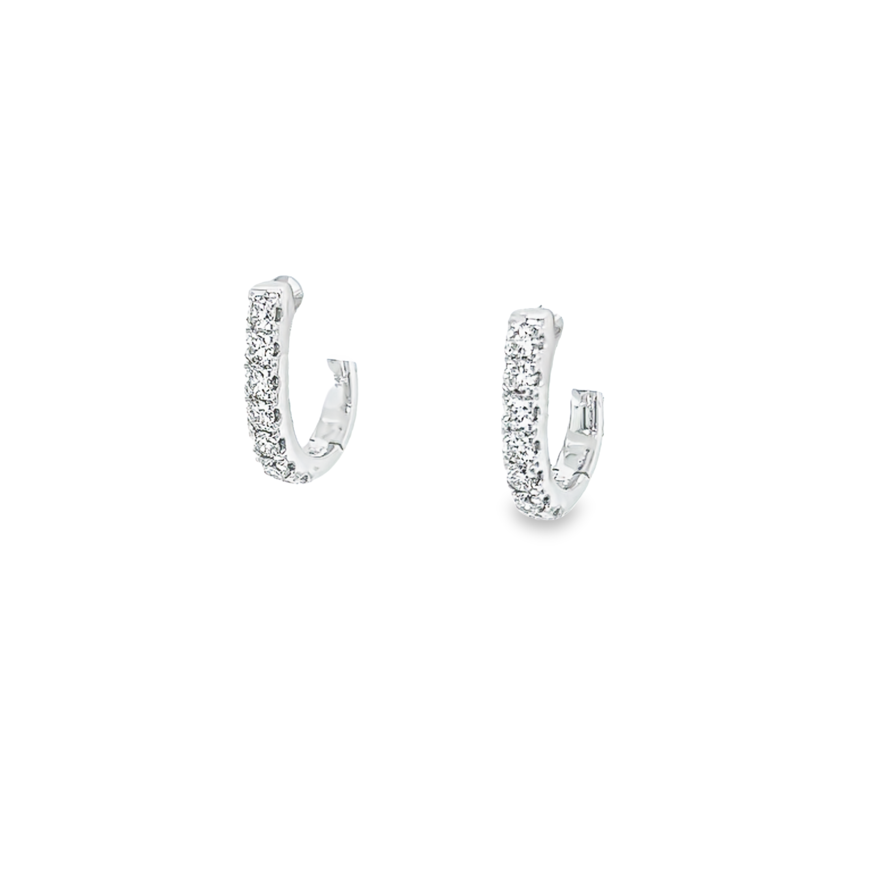 14 Karat white gold huggie earrings with 14=0.50 total weight Round Brilliant G SI Diamonds