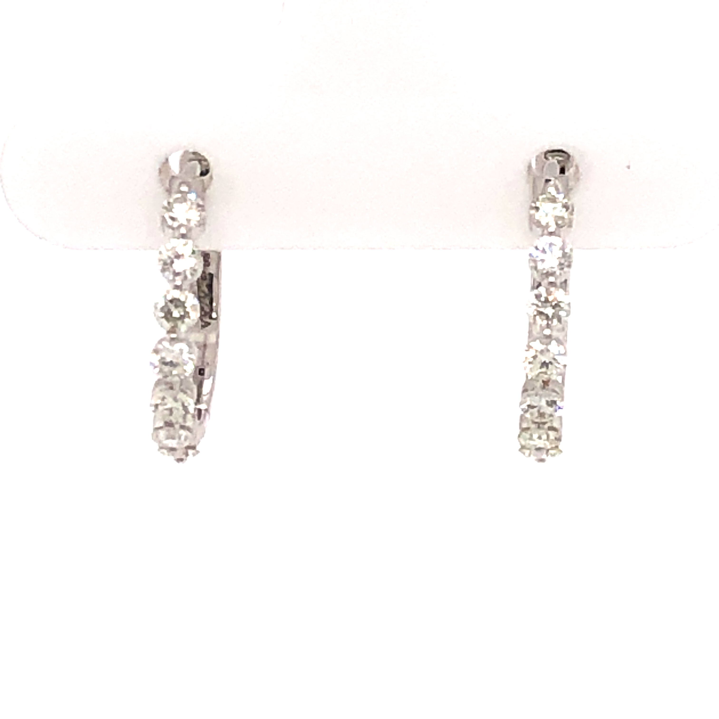 White 14 Karat Medium Hoop Earrings With 14=0.50Tw Round Brilliant G VS Diamonds