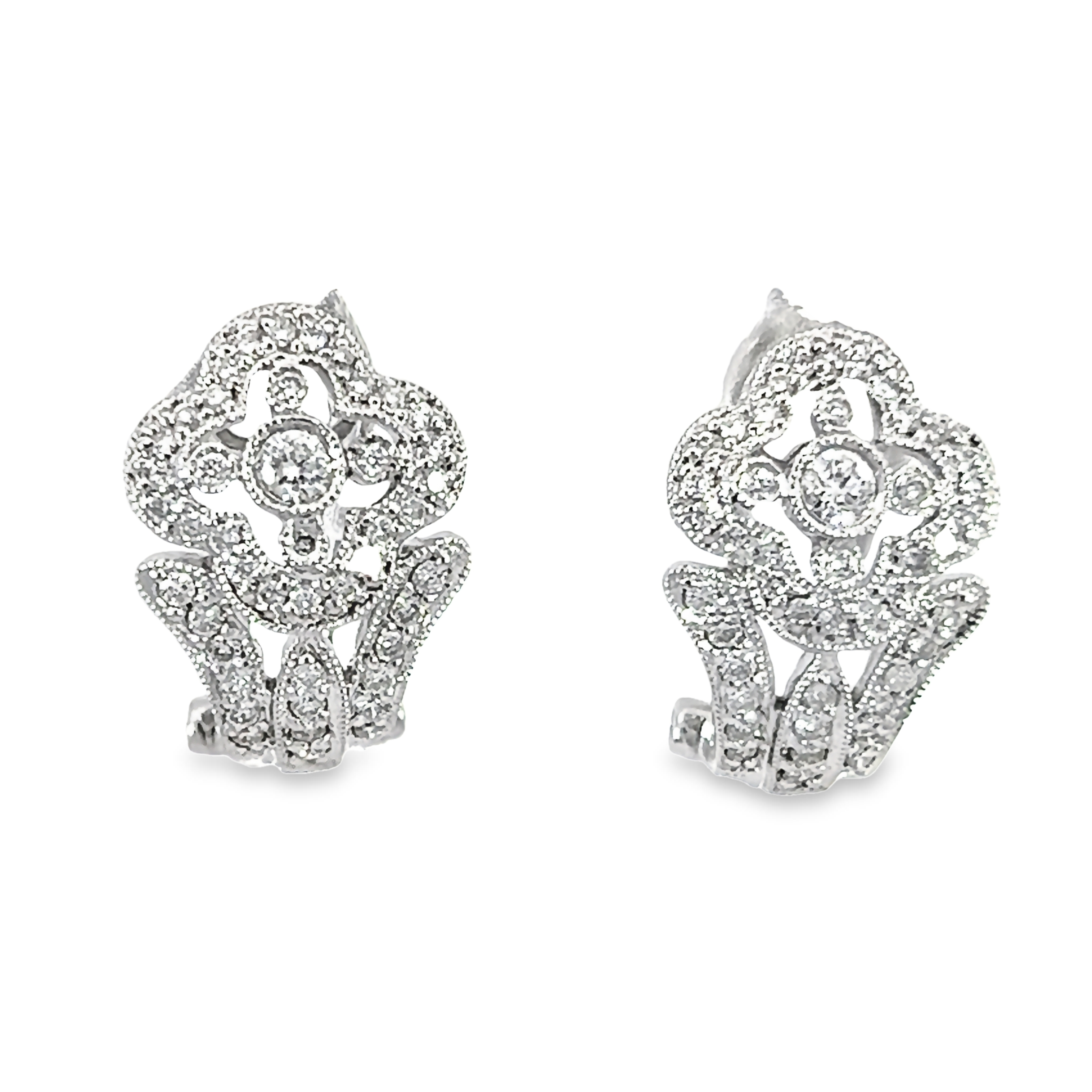 14k White Gold Vintage Clip On Earrings