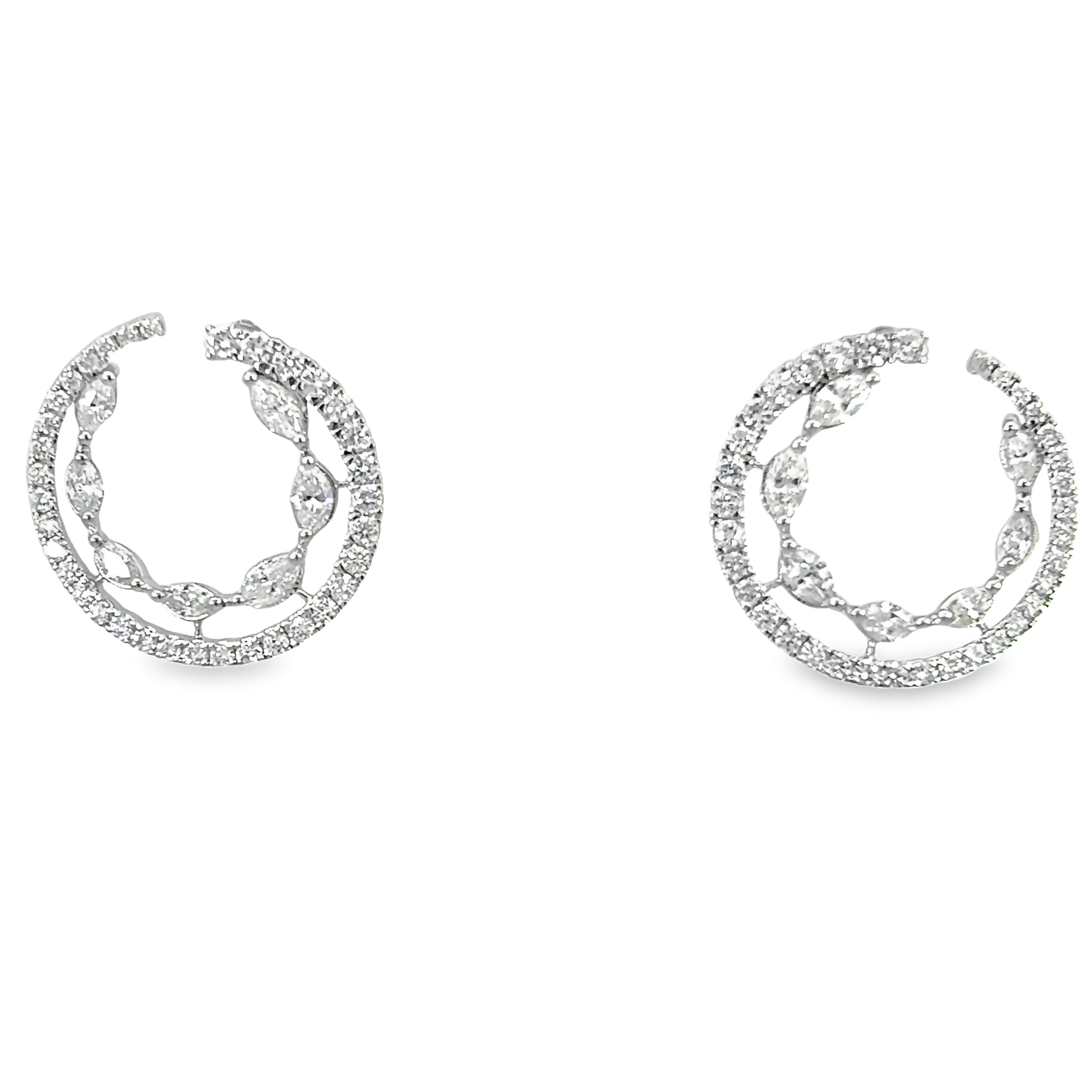 14k White Gold Open Circle Diamond Earrings