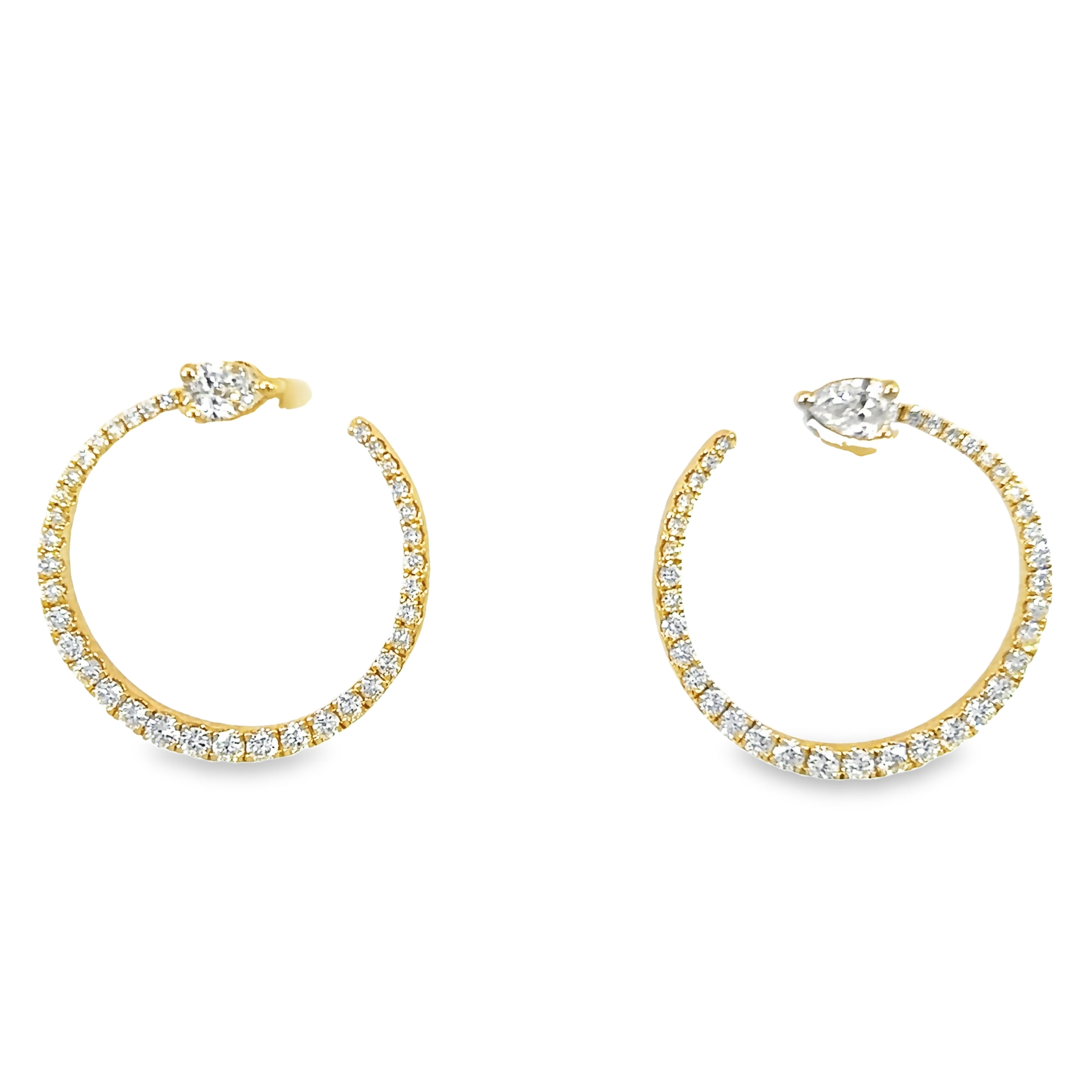 14k Yellow Gold Open Circle Diamond Earrings