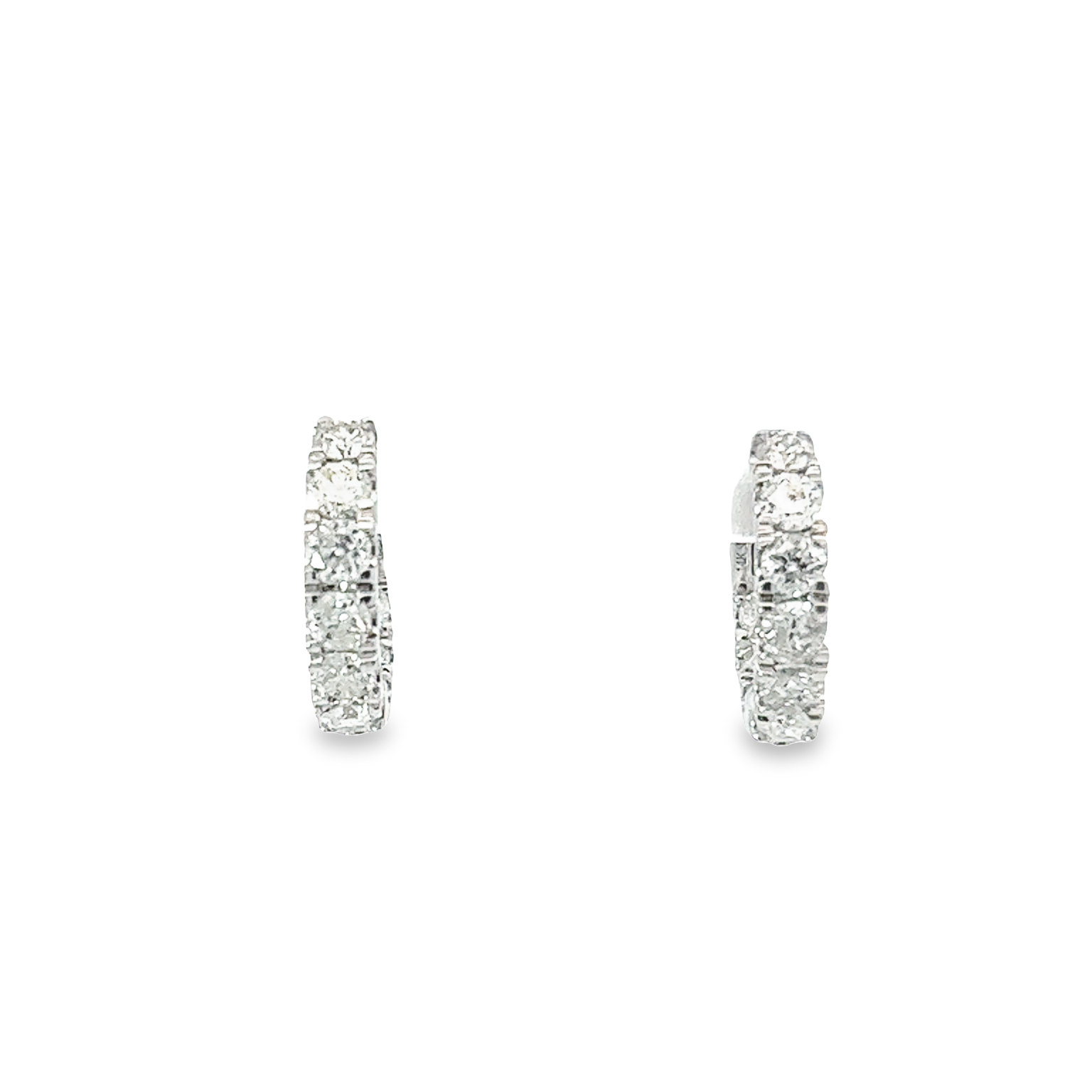 14 Karat white gold Diamond hoop earrings with 18=0.95tw Round Brilliant G SI Diamonds