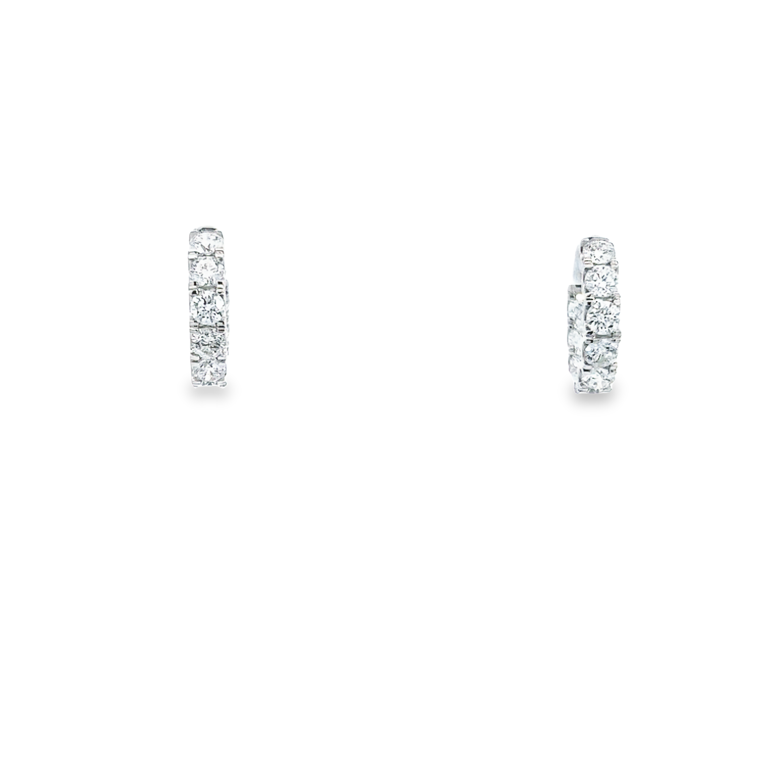 White 14 Karat Small Hoop Earrings With 18=1.95Tw Round Brilliant G Si Diamonds