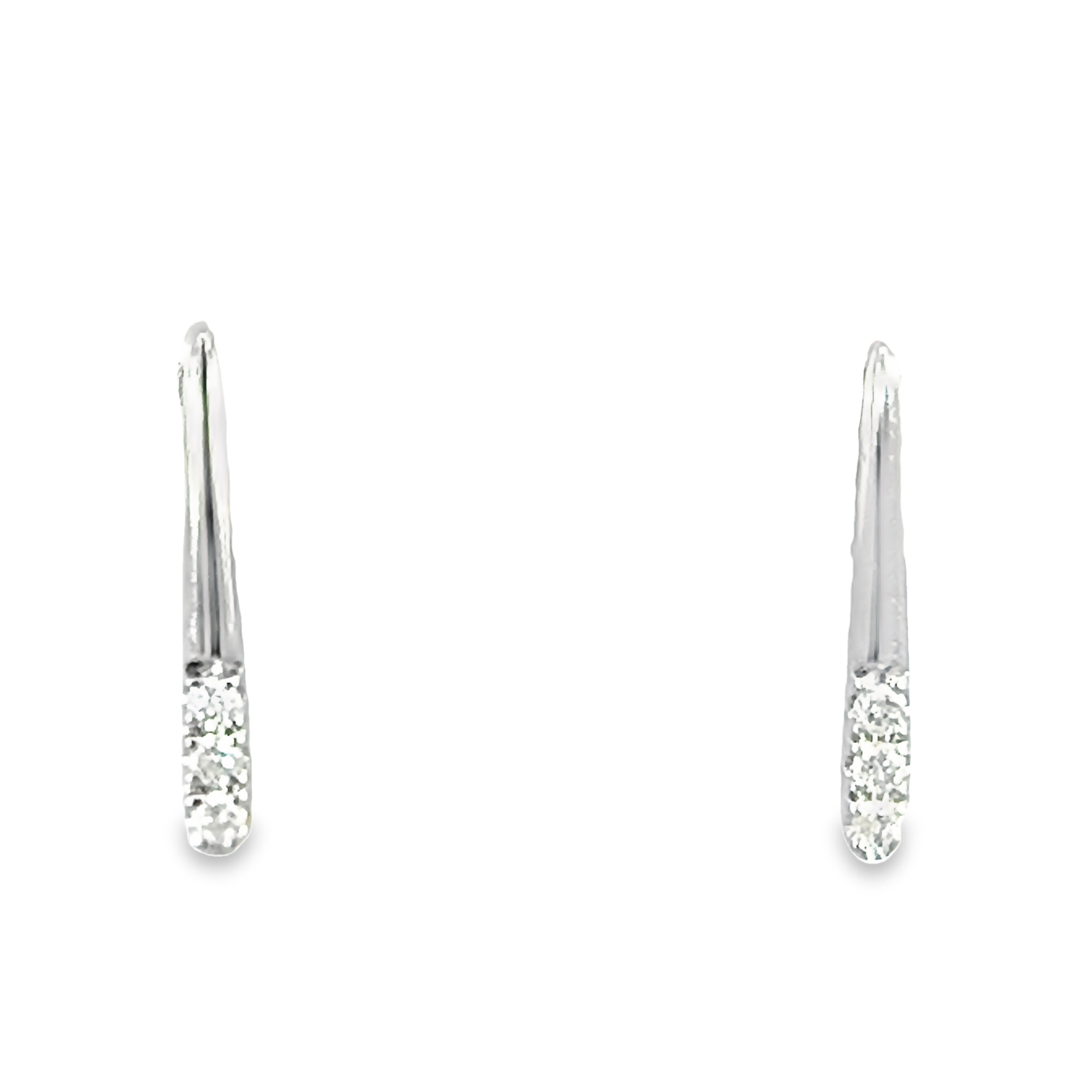 14k White Gold Bar Stud Diamond Earrings