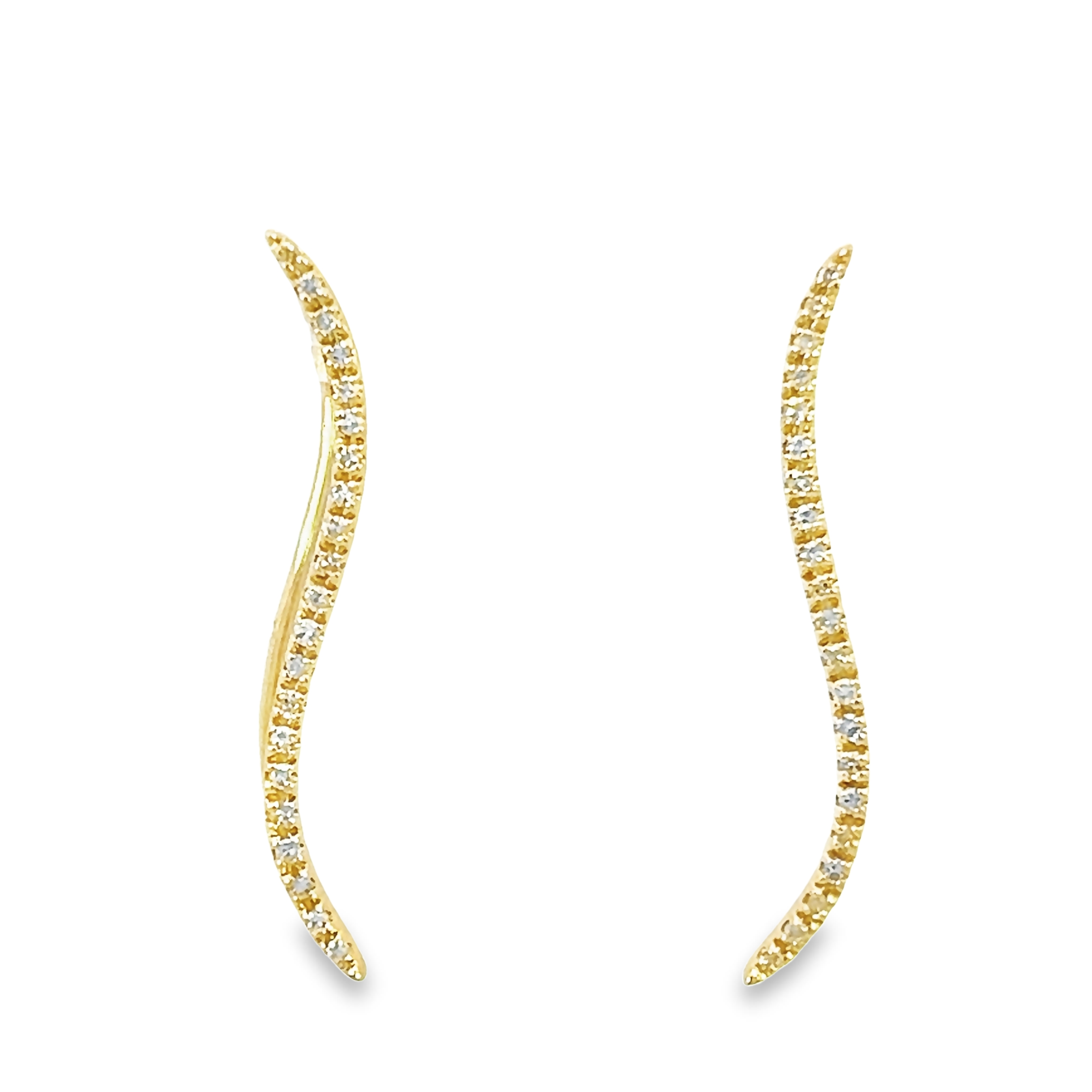 14 Karat yellow gold earring climbers with 42=0.12 total weight Single Cut G I Diamonds