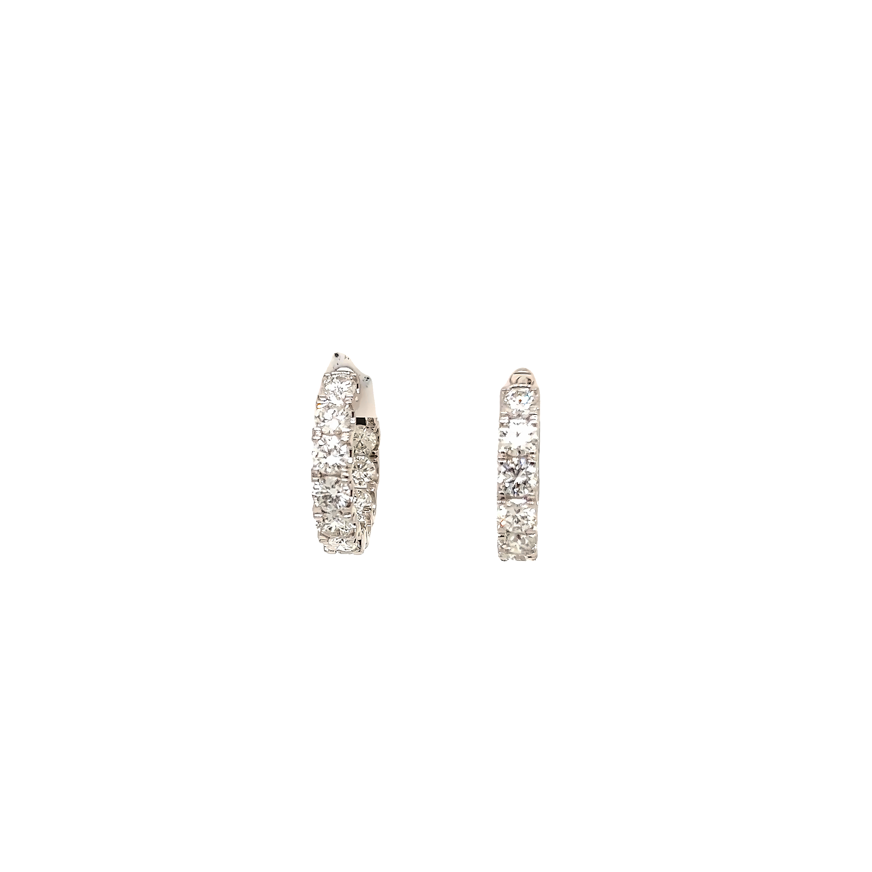 White 14 Karat Diamond Hoop Earrings with 20=2.95tw Round Brilliant G SI Diamonds