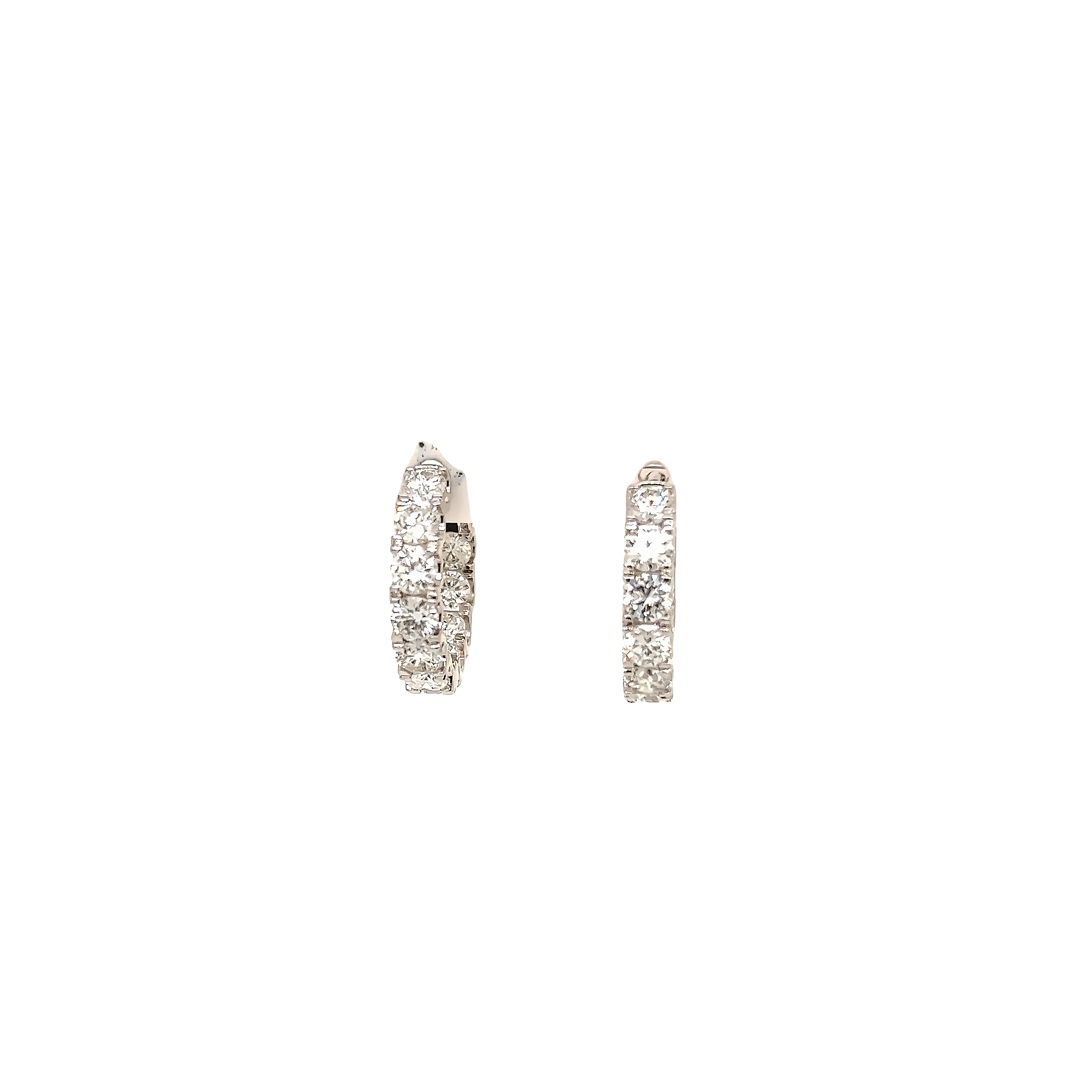 14k White Gold Diamond Hoop Earrings