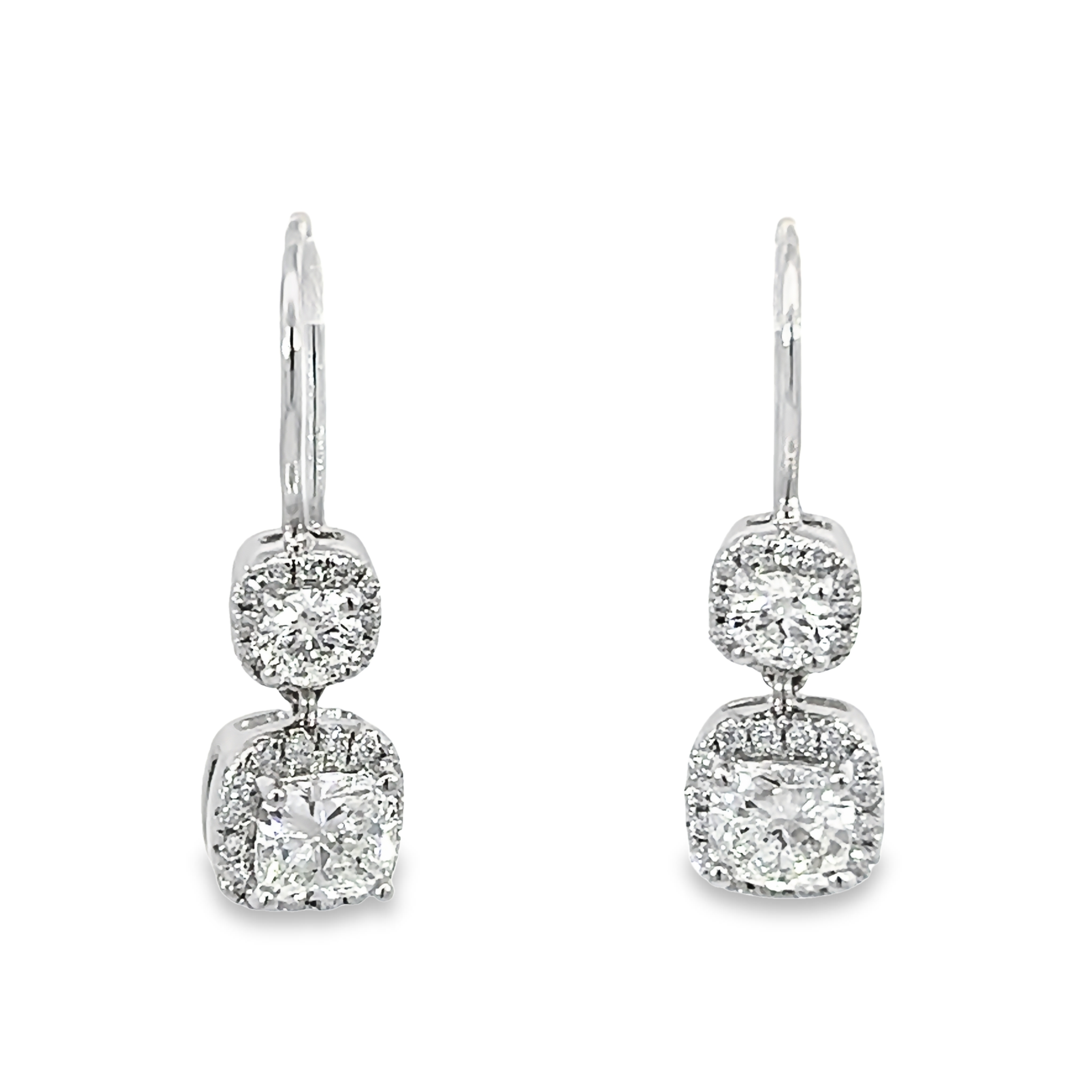 14k White Gold Diamond Dangle Earrings