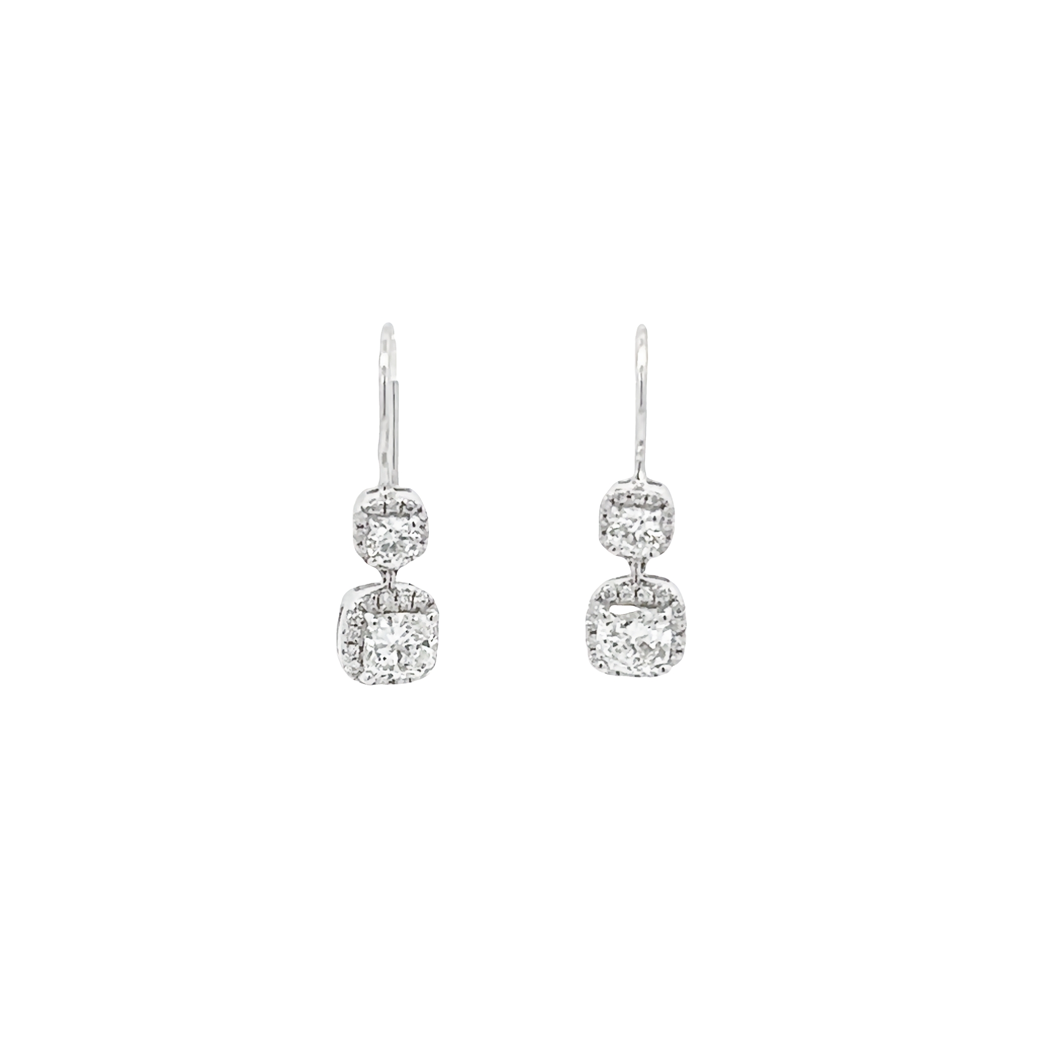 14k White Gold Diamond Dangle Earrings