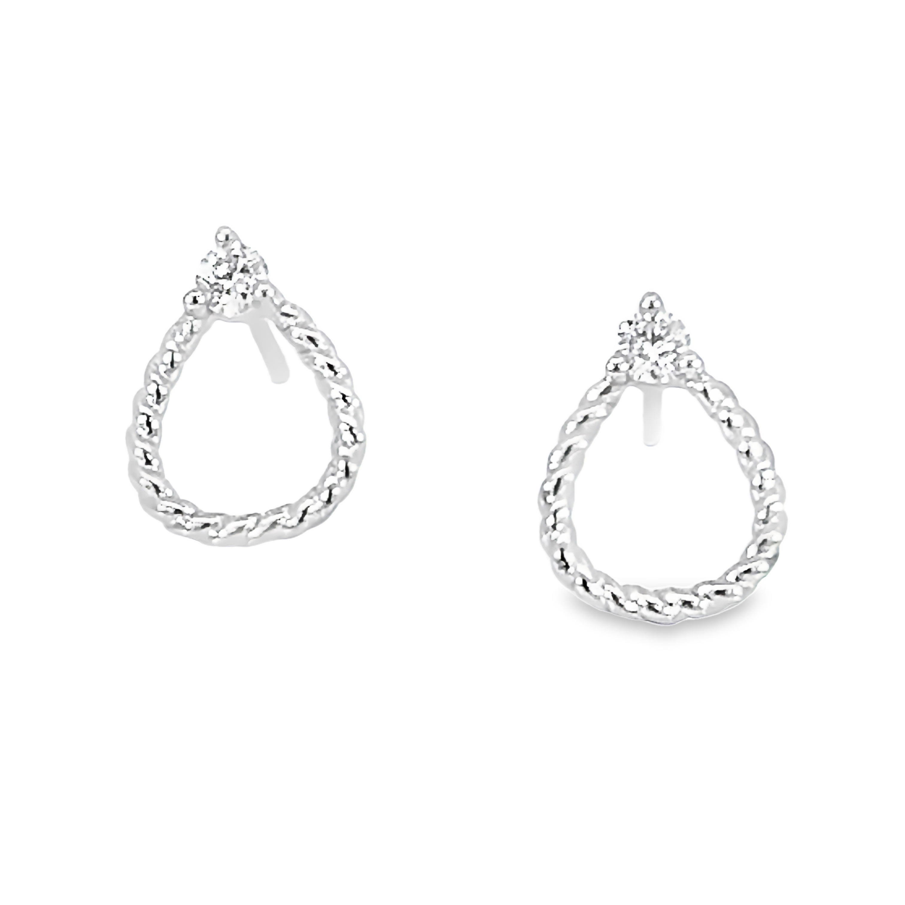 14 Karat white gold earrings with 2=0.14 total weight round brilliant G I Diamonds