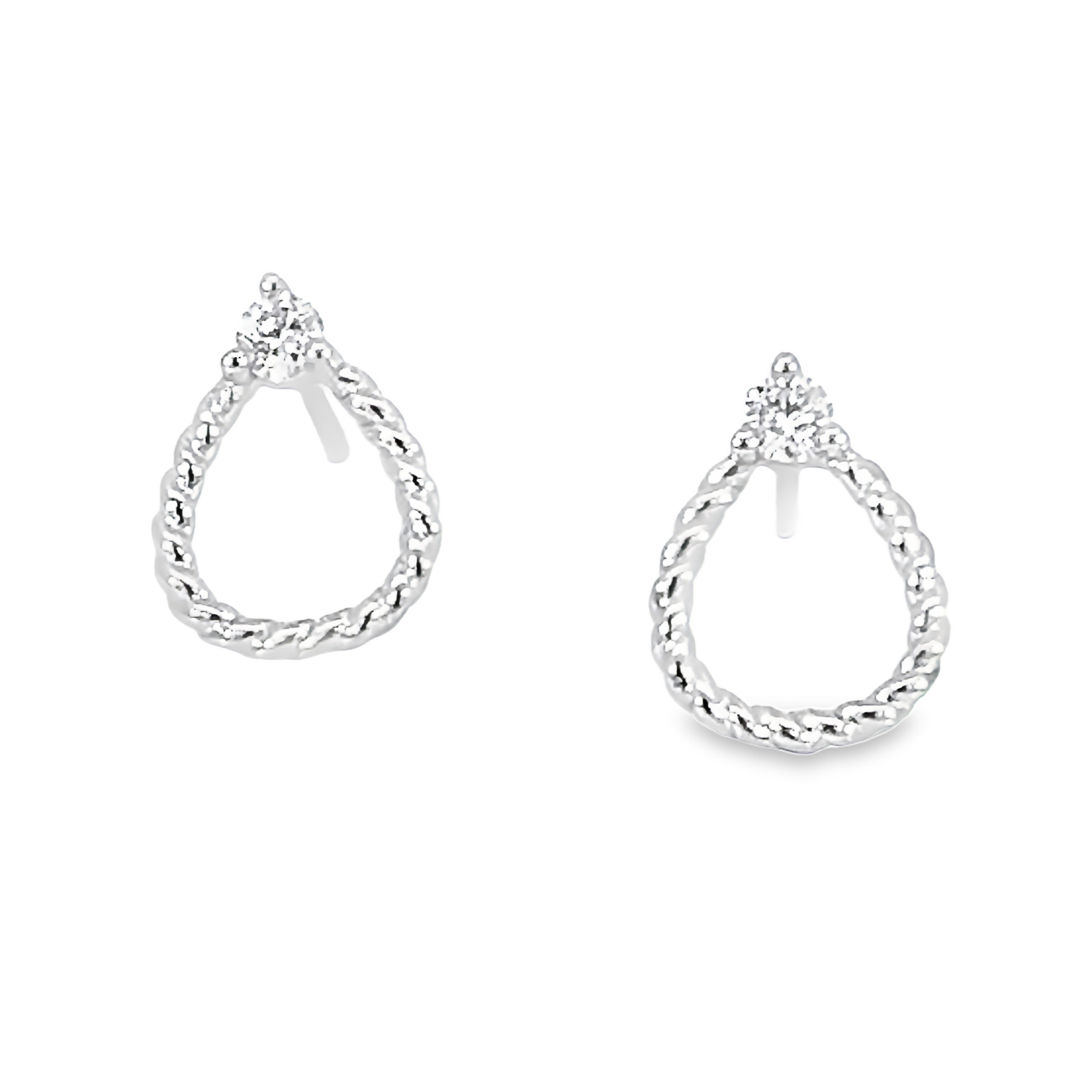 14k White Gold Rope Stud Earrings