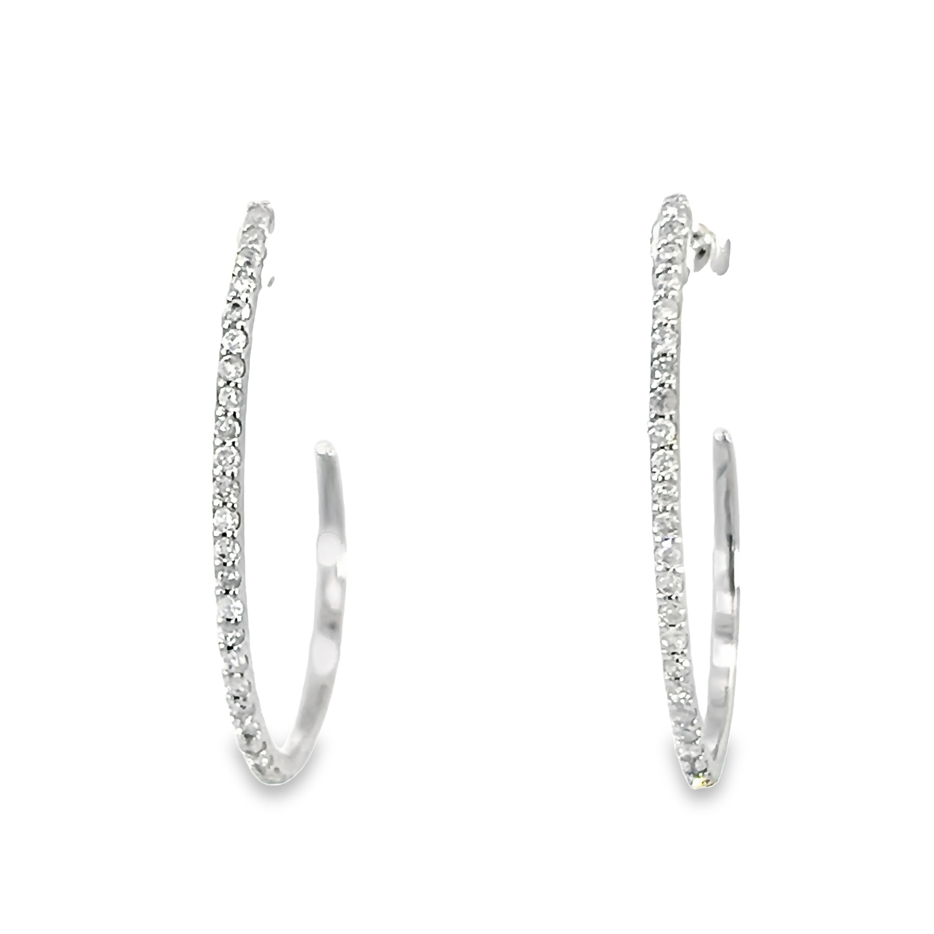 14 Karat white gold earrings with 50=0.25 total weight round brilliant G I Diamonds