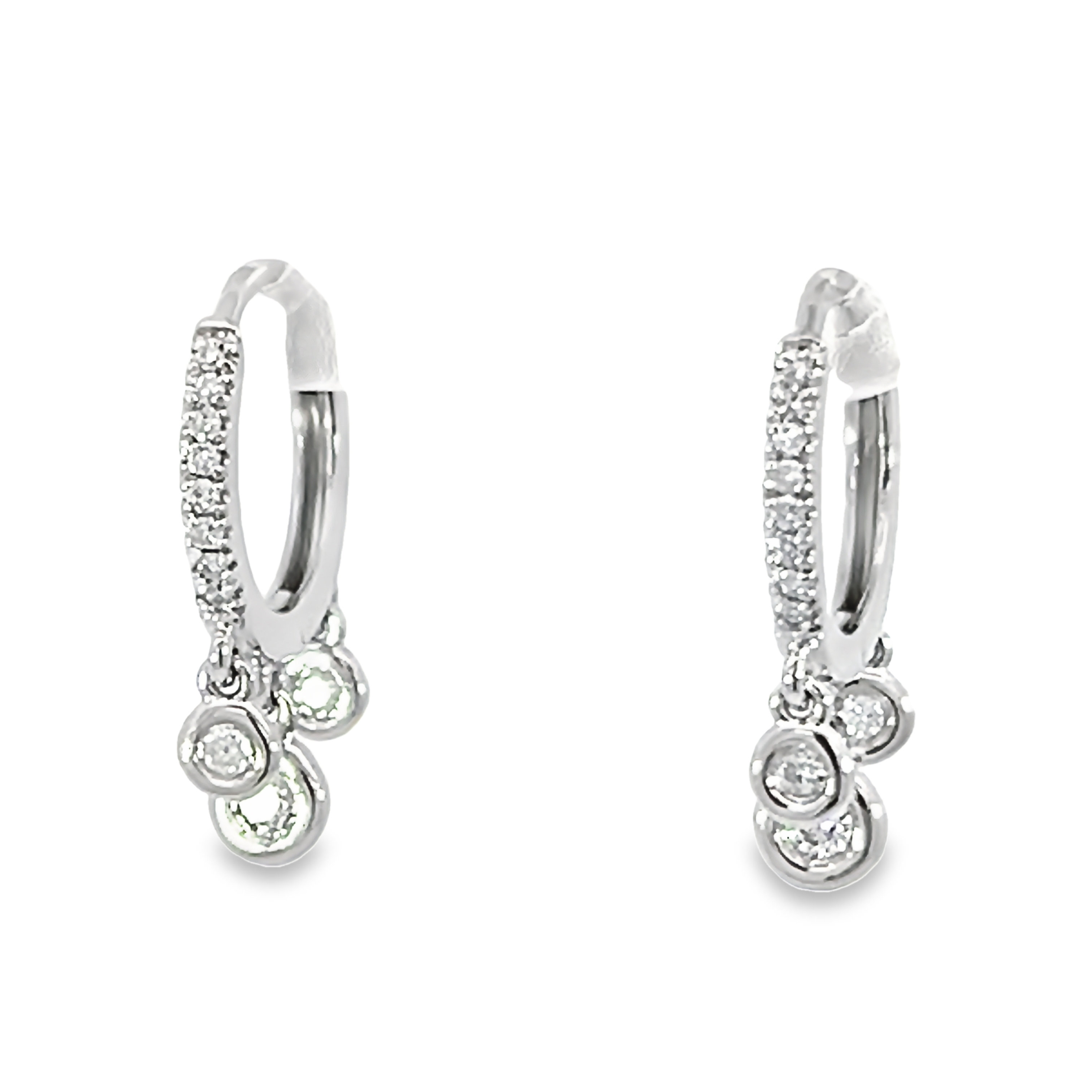 14k White Gold Diamond Dangle Earrings