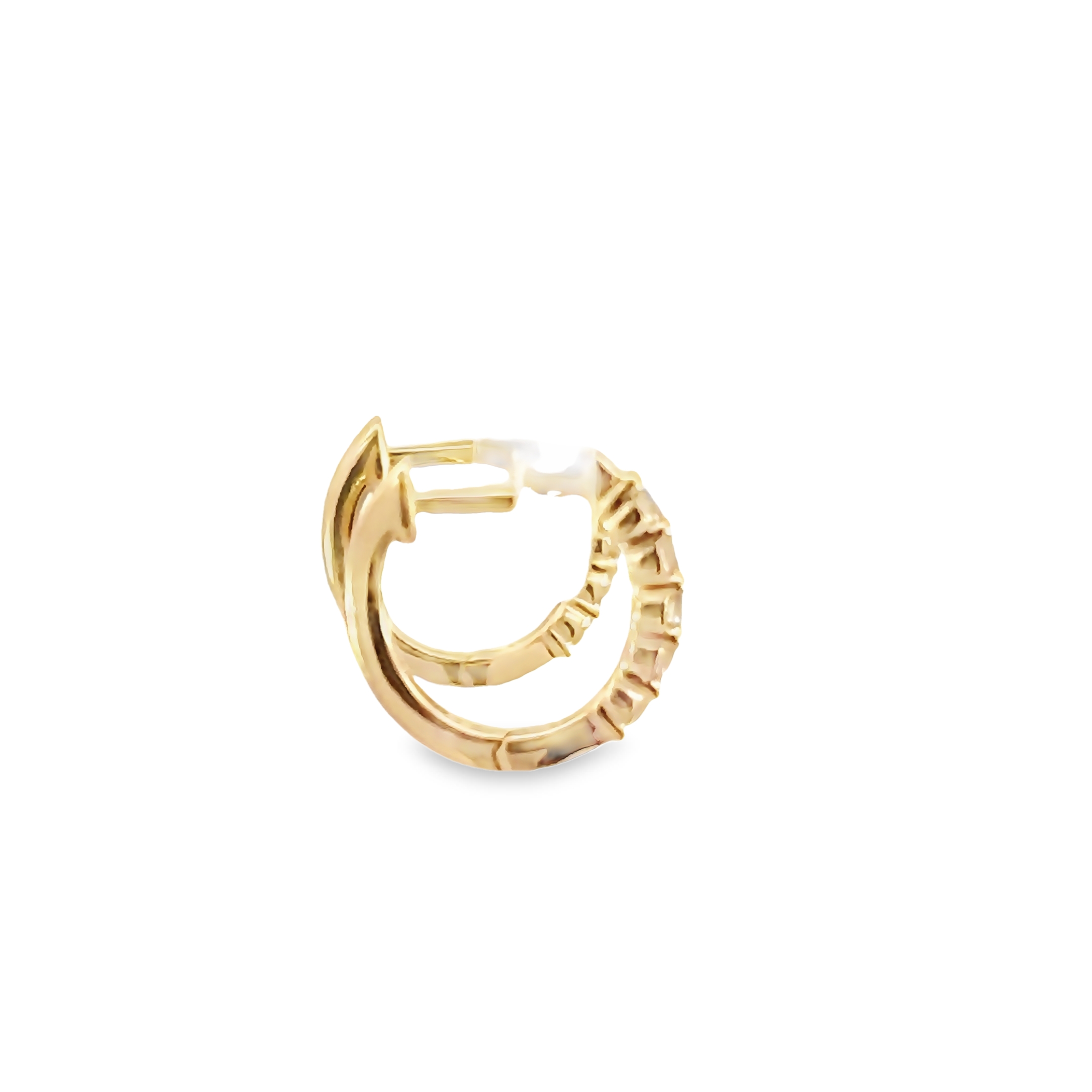 14k Yellow Gold Petite Diamond Hoop Earrings
