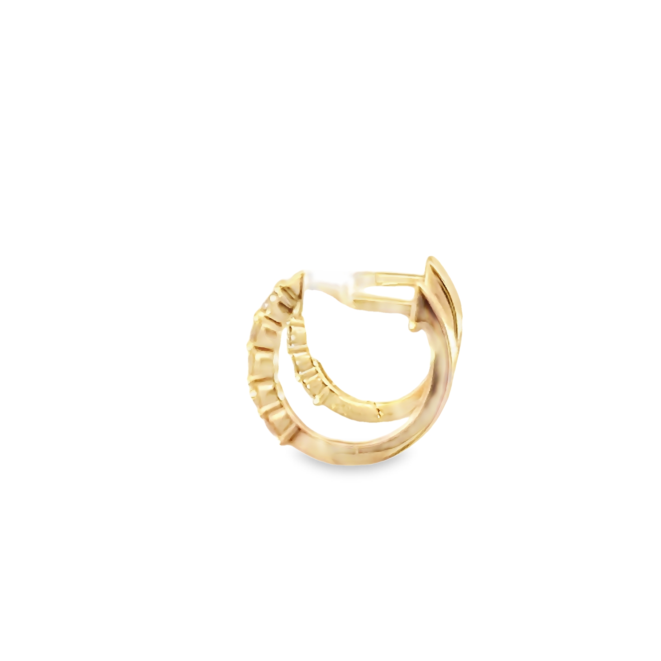 14k Yellow Gold Petite Diamond Hoop Earrings