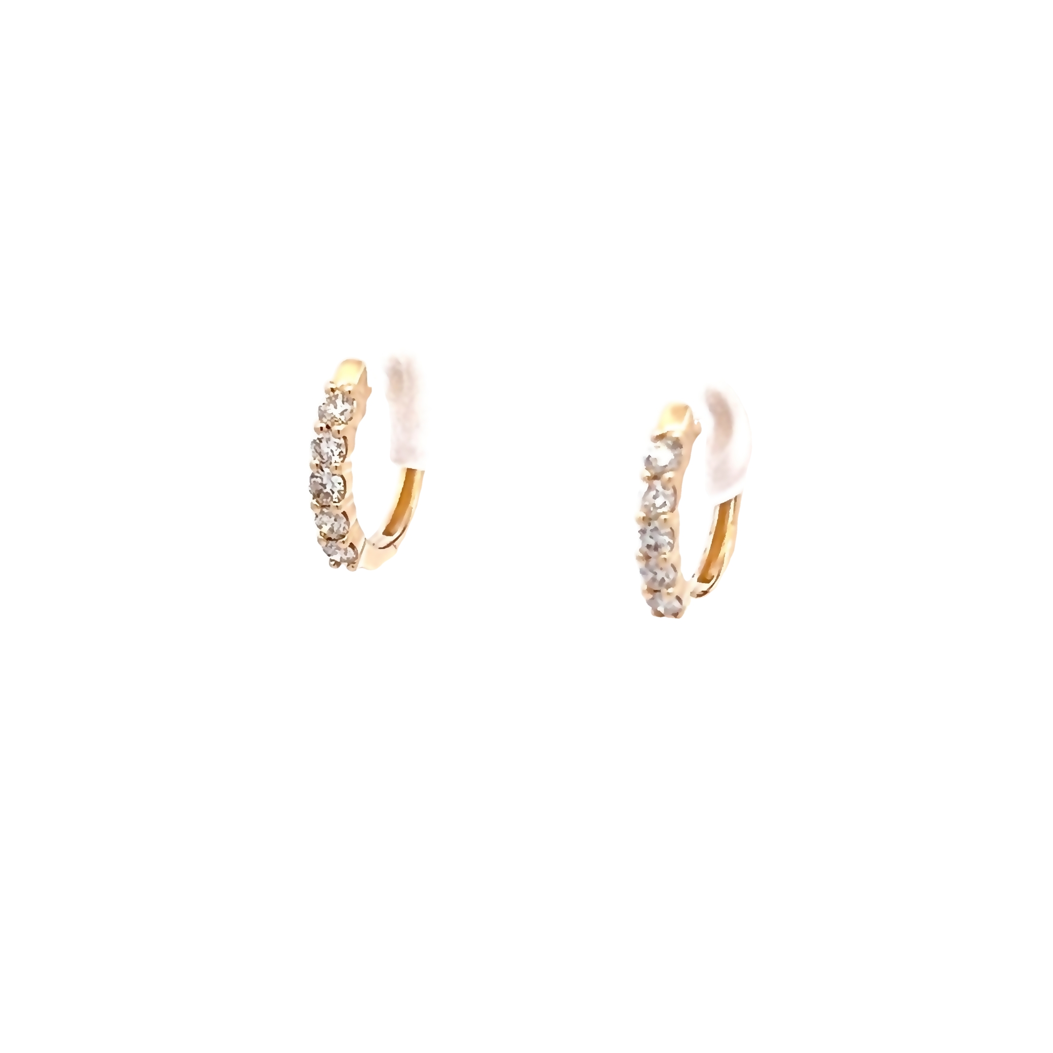 14k Yellow Gold Petite Diamond Hoop Earrings