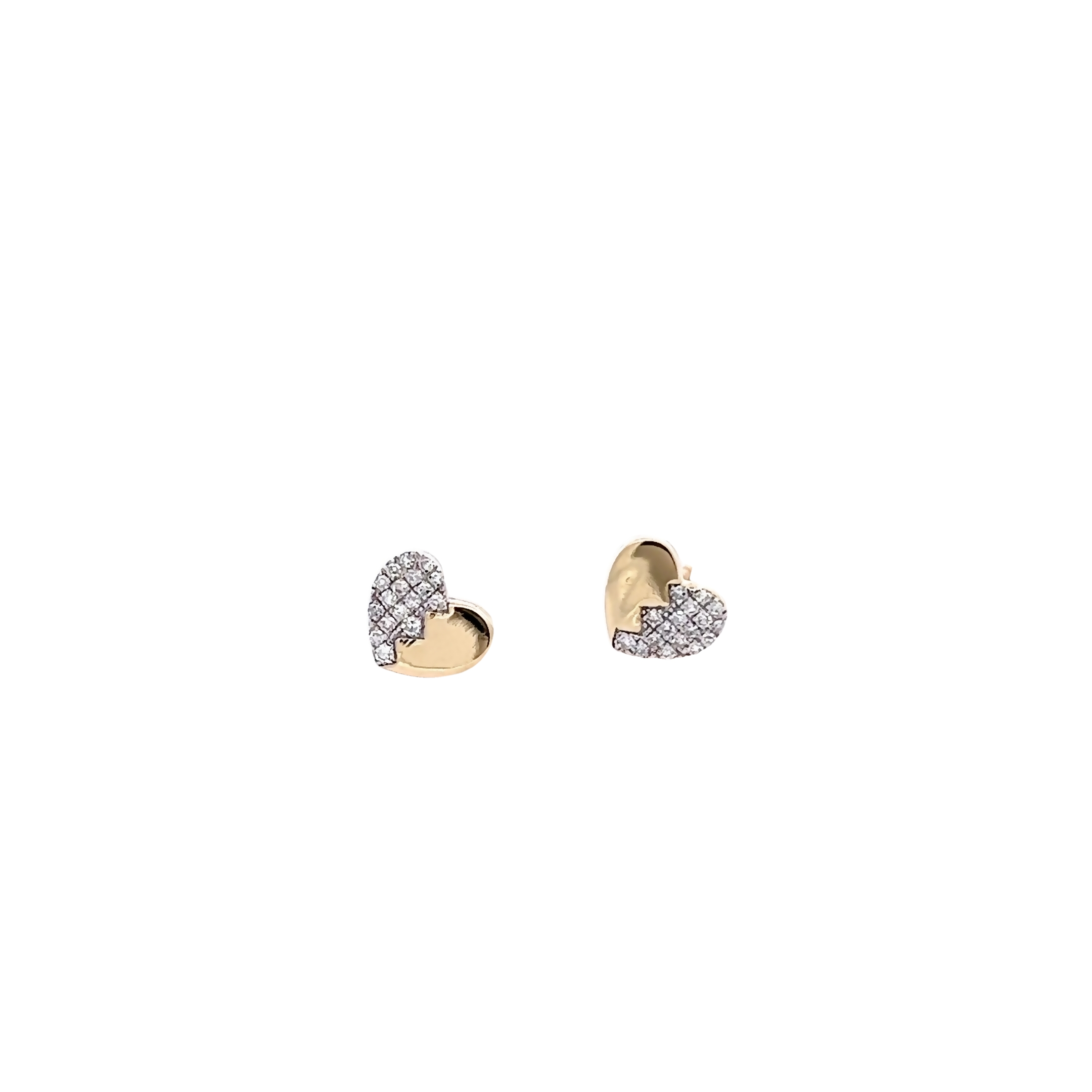 14k Yellow Gold Heart Stud Earrings