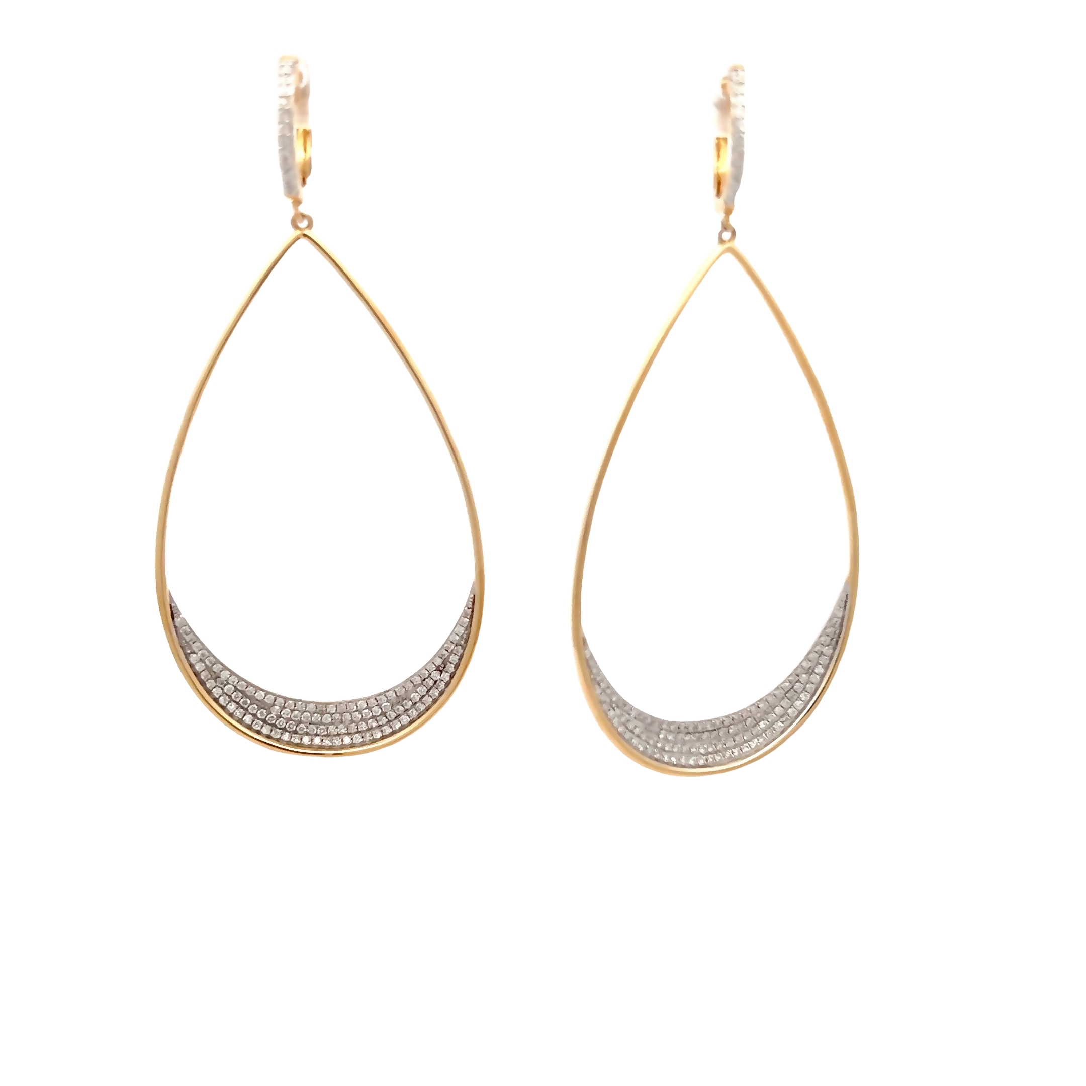 14 Karat yellow gold dangle earrings with 238=0.68 total weight round brilliant G SI Diamonds