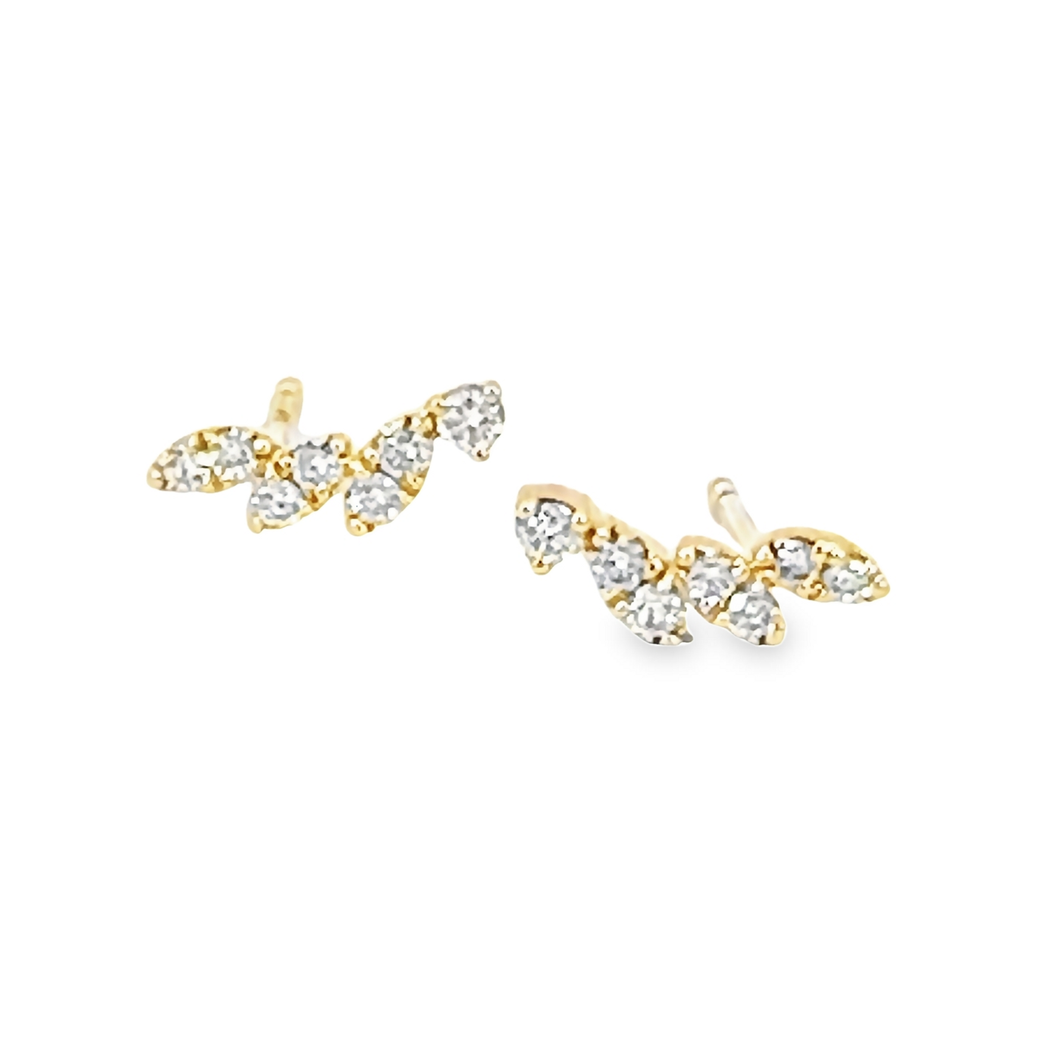 14 Karat yellow gold stud earrings with 14=0.25 total weight round brilliant G SI Diamonds