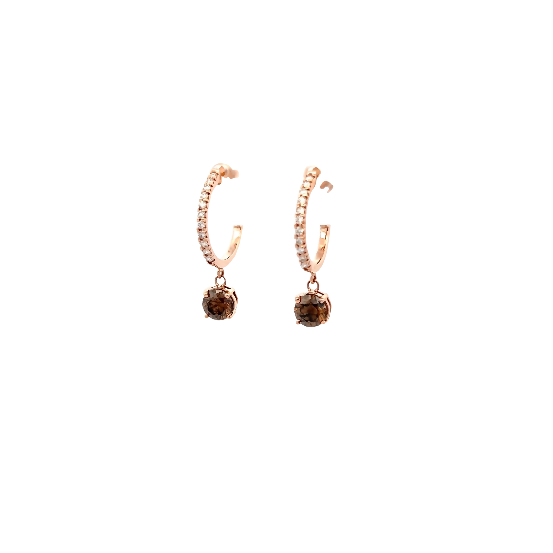 14k Rose Gold Diamond Dangle Earrings