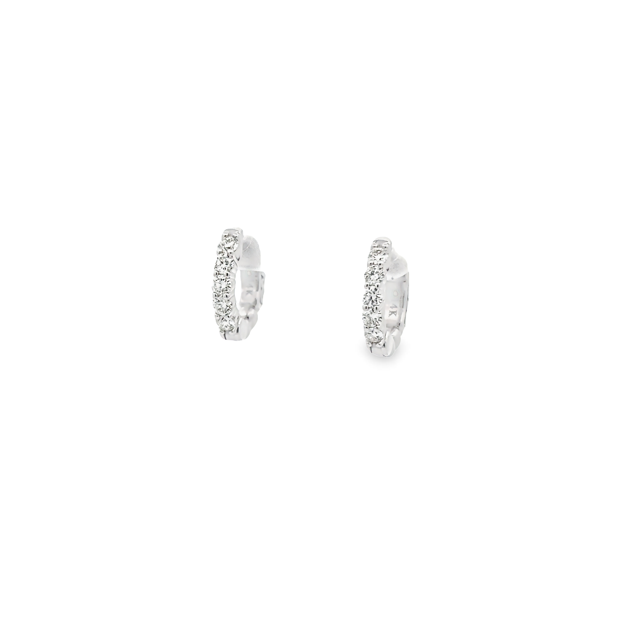 14k White Gold Diamond Hoop Earrings
