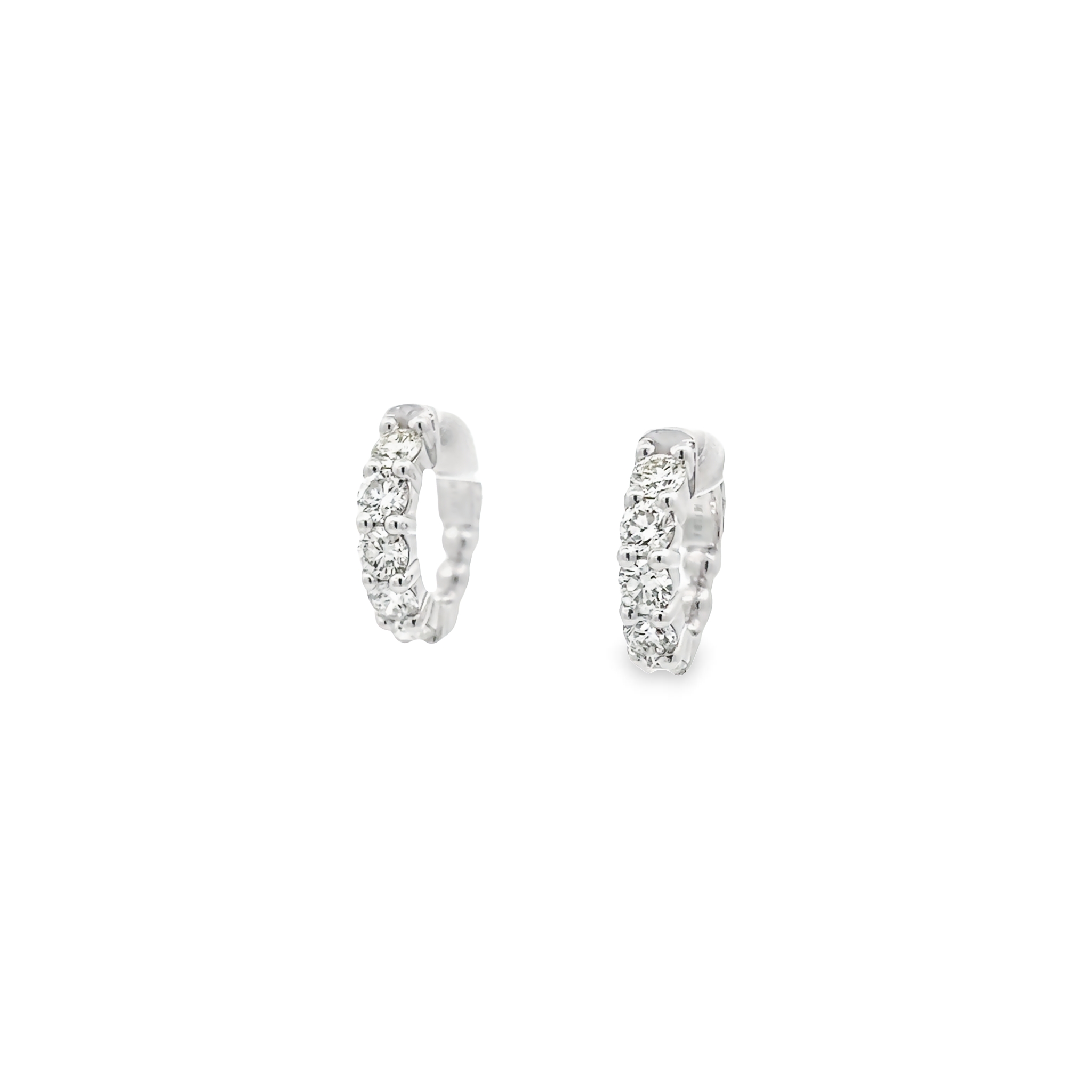 14k White Gold Diamond Hoop Earrings